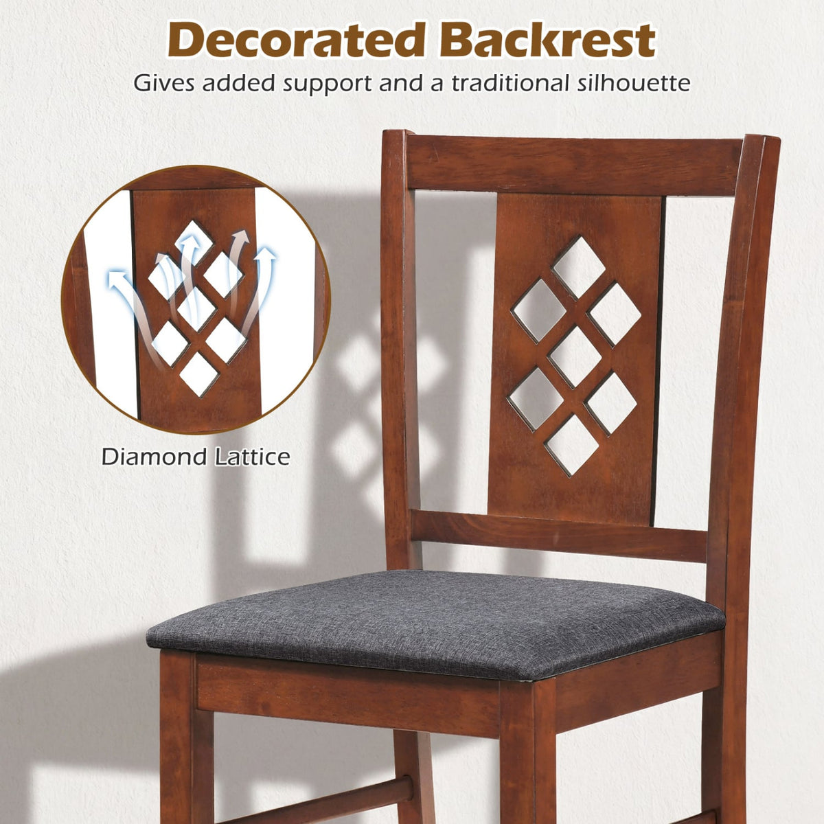 Linen Style Upholstered Kitchen Chairs with Wood Frames Set of 2-Cherry-Dining Chairs-DECOROLALA