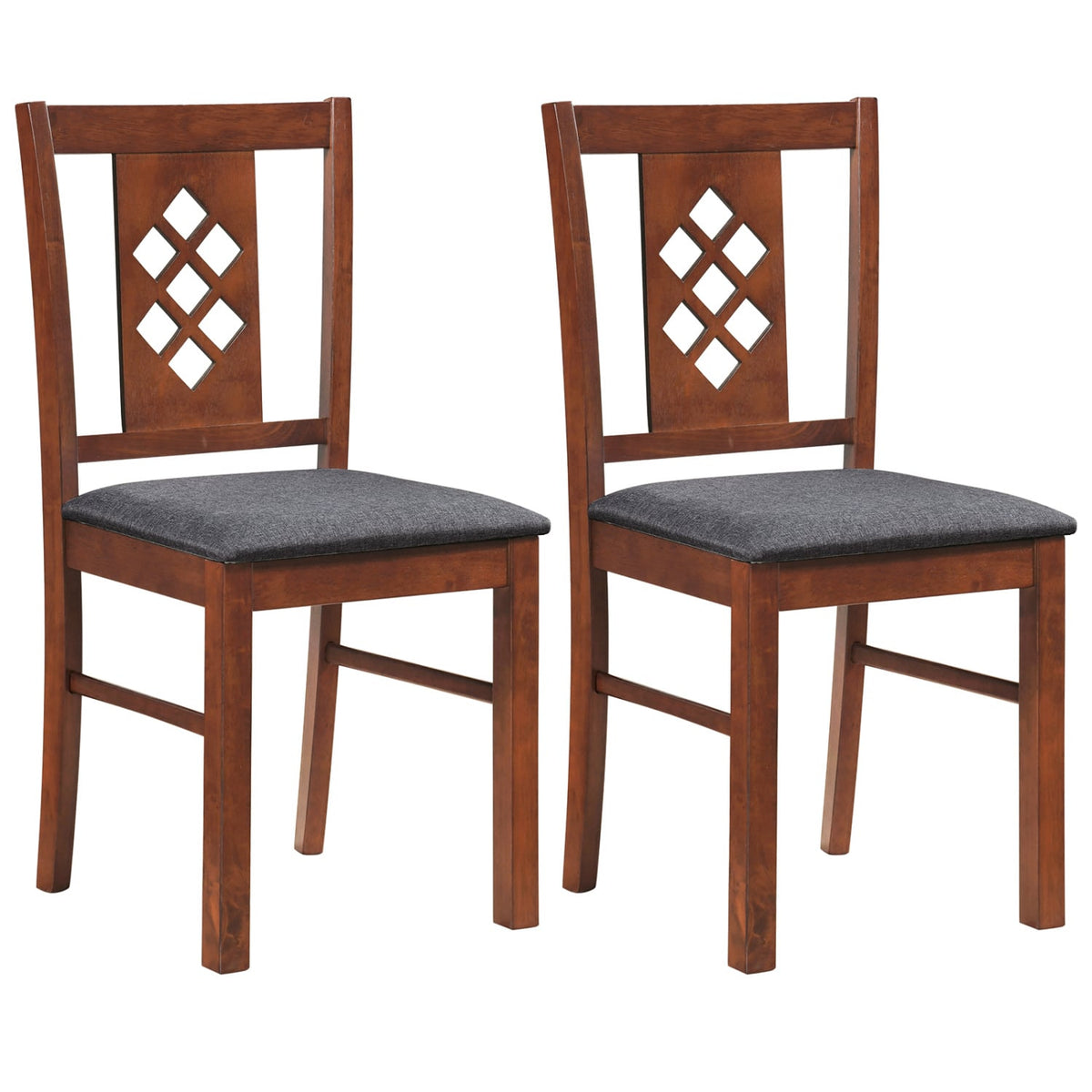Linen Style Upholstered Kitchen Chairs with Wood Frames Set of 2-Cherry-Dining Chairs-DECOROLALA