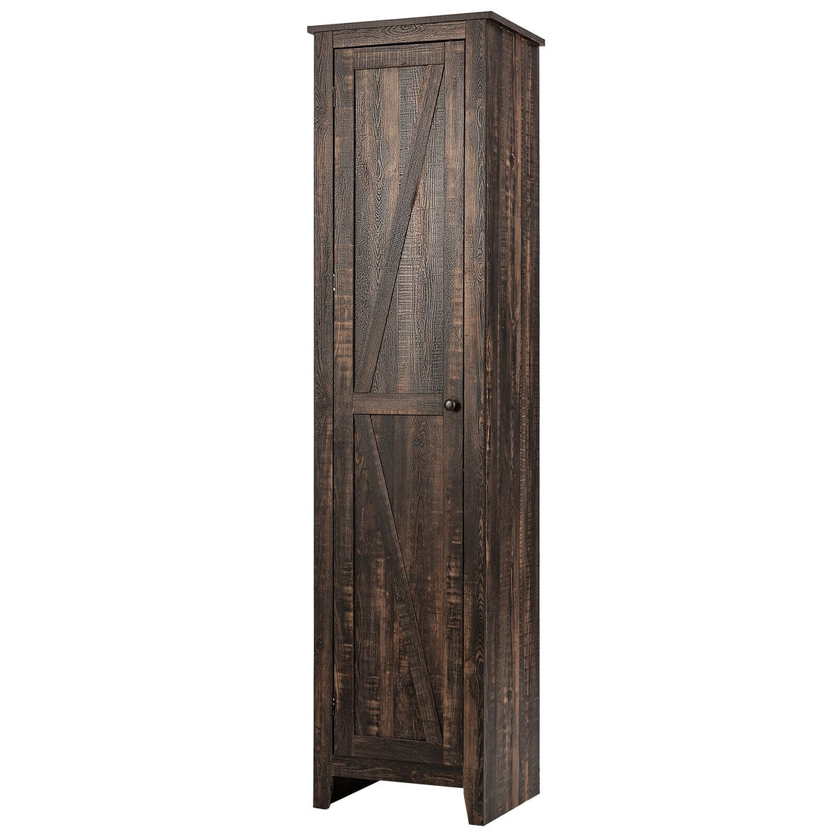 Linen Tower Bathroom Storage Cabinet - Walnut 17"x16"x72"-Floor Cabinets-DECOROLALA
