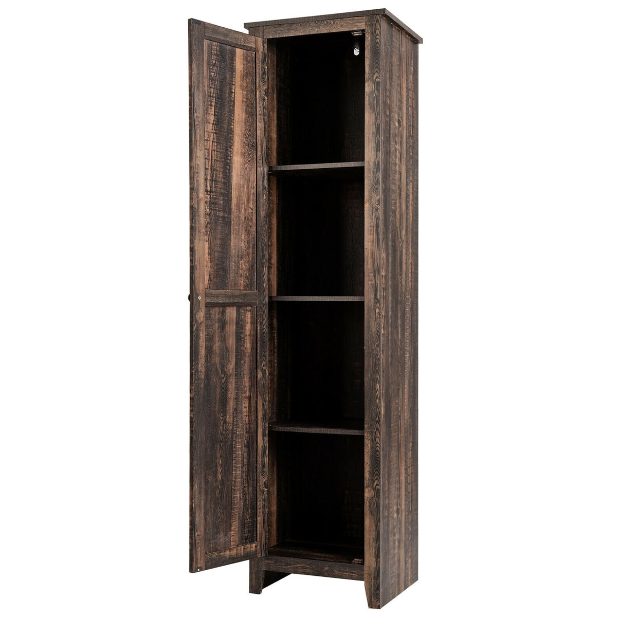 Linen Tower Bathroom Storage Cabinet - Walnut 17"x16"x72"-Floor Cabinets-DECOROLALA