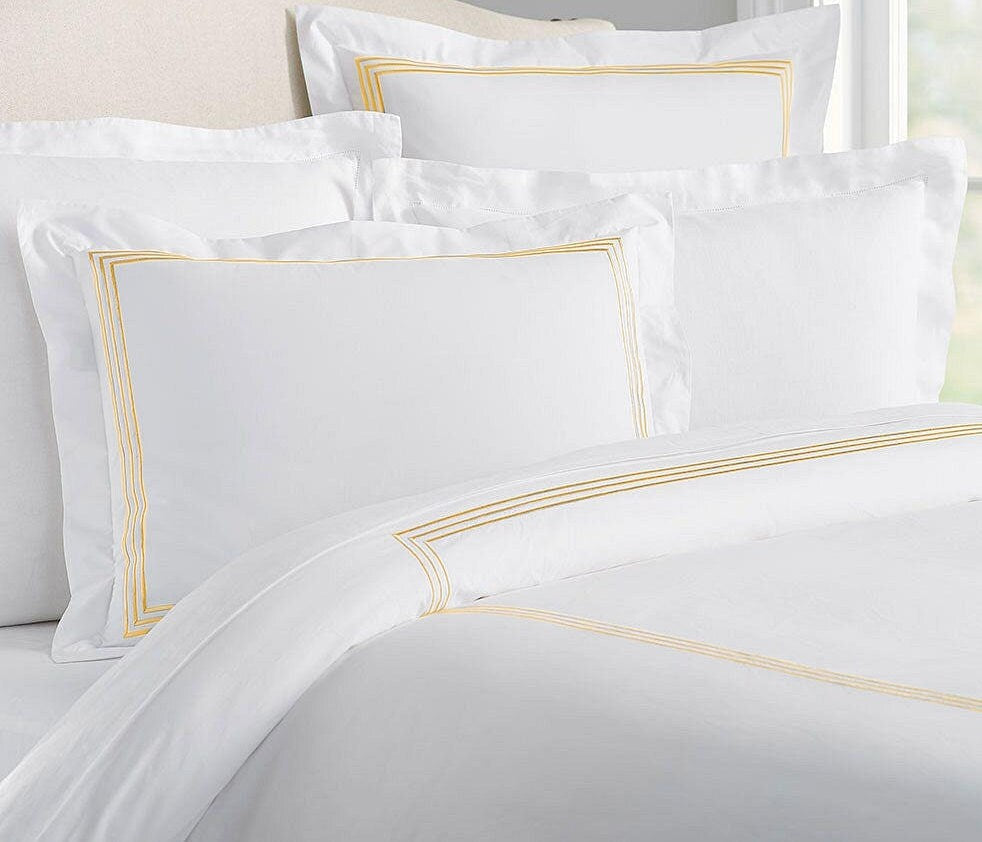 Lines Cotton Sateen Embroidered Edge Duvet Cover Set-Duvet Cover-DECOROLALA
