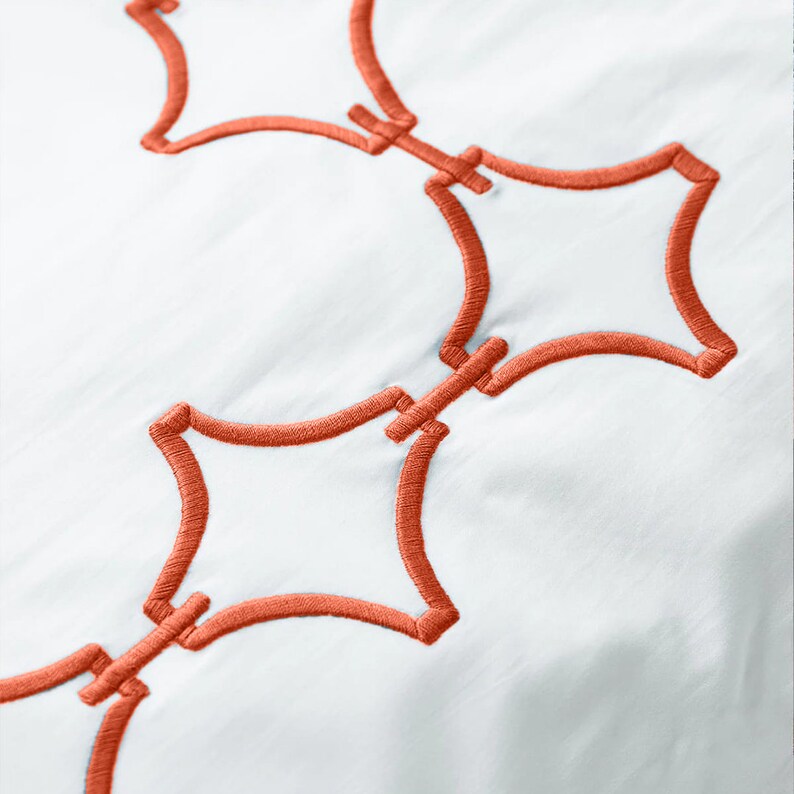 Links Cotton Sateen Embroidered Duvet Cover Set-Bed Sheet-DECOROLALA