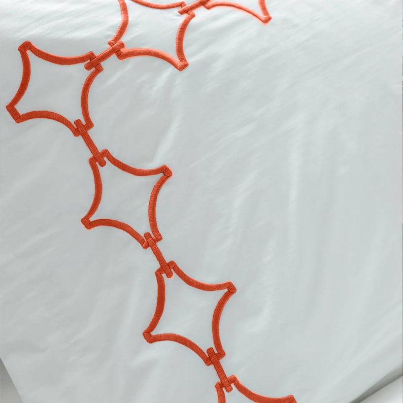 Links Cotton Sateen Embroidered Duvet Cover Set-Bed Sheet-DECOROLALA