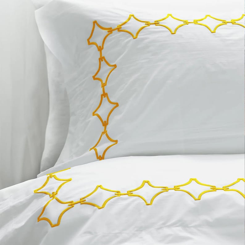 Links Cotton Sateen Embroidered Duvet Cover Set-Bed Sheet-DECOROLALA