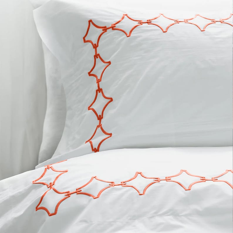 Links Cotton Sateen Embroidered Duvet Cover Set-Bed Sheet-DECOROLALA