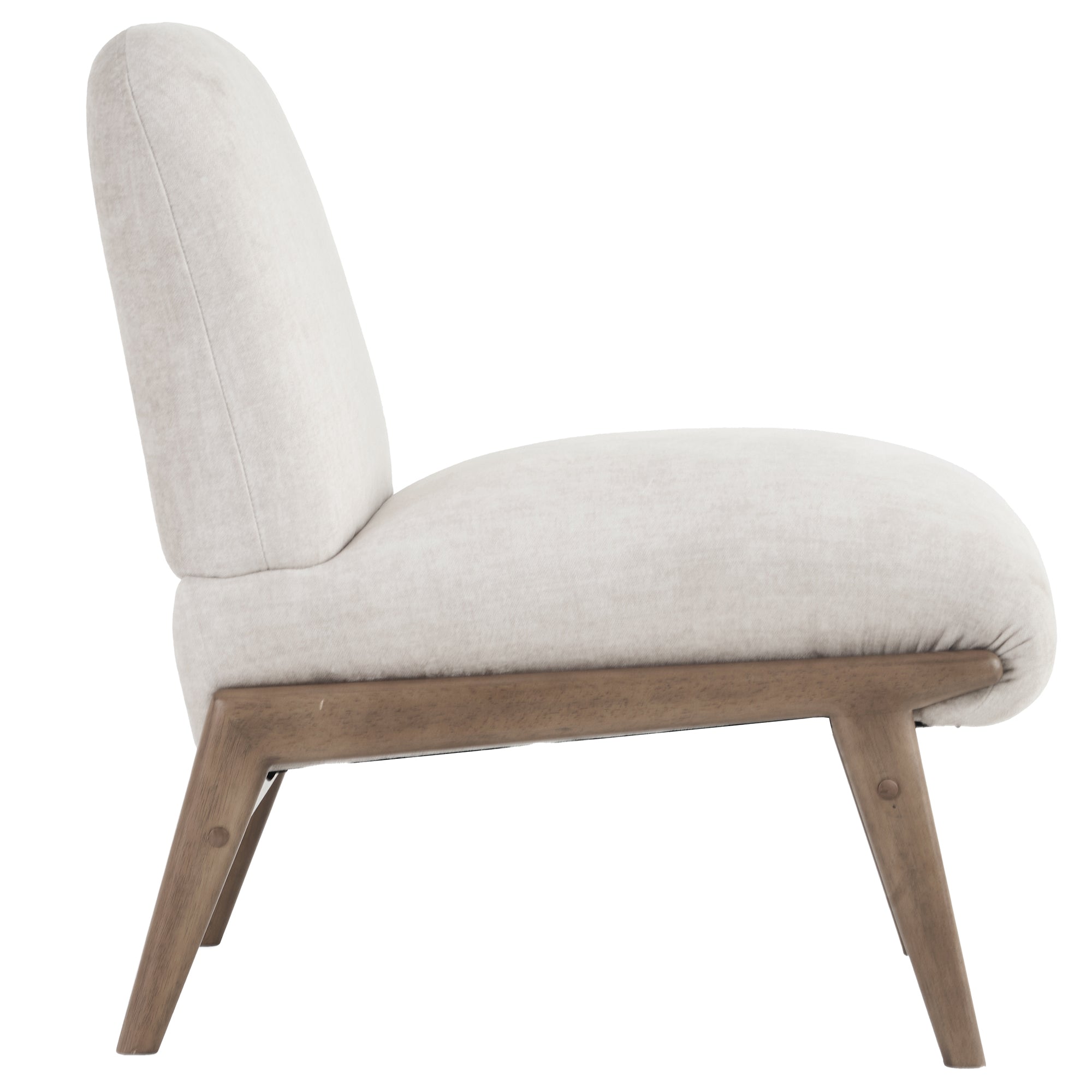 Lisson Accent Chair - Beige Velvet with Walnut Wood Frame-DECOROLALA