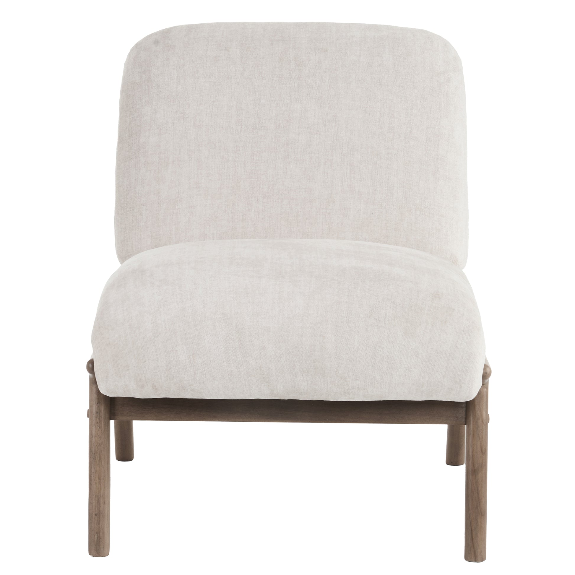 Lisson Accent Chair - Beige Velvet with Walnut Wood Frame-DECOROLALA