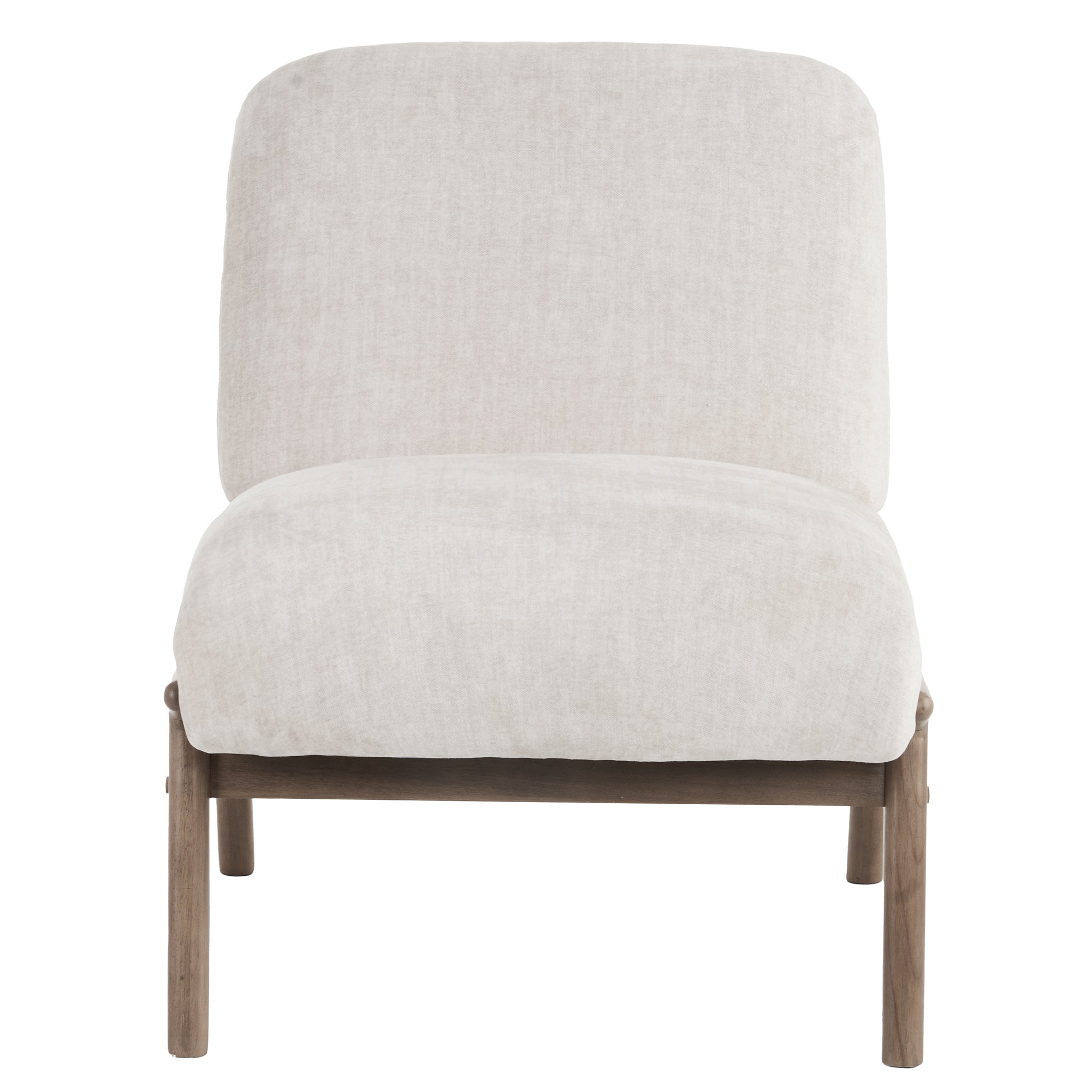 Lisson Accent Chair - Beige Velvet with Walnut Wood Frame-DECOROLALA