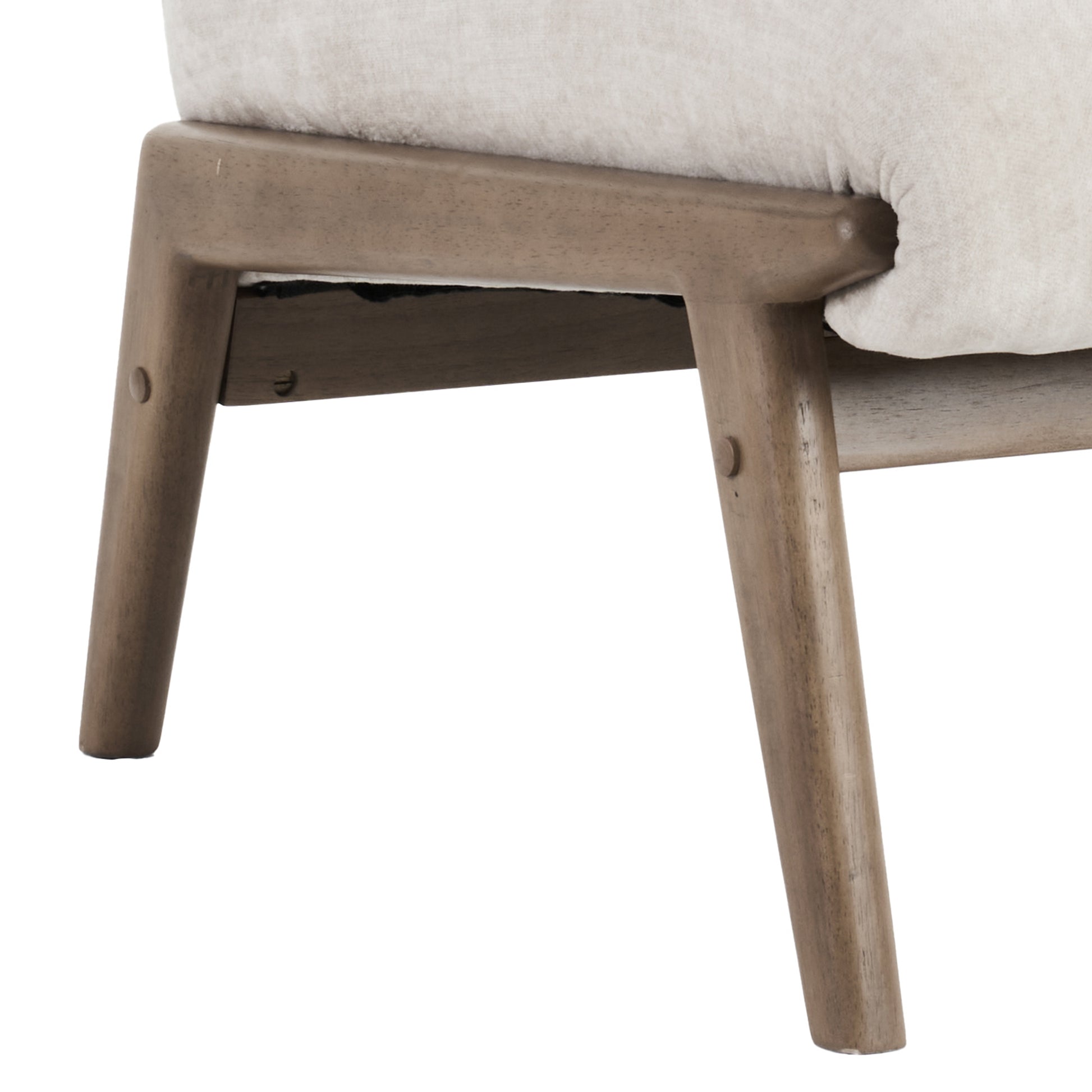 Lisson Accent Chair - Beige Velvet with Walnut Wood Frame-DECOROLALA