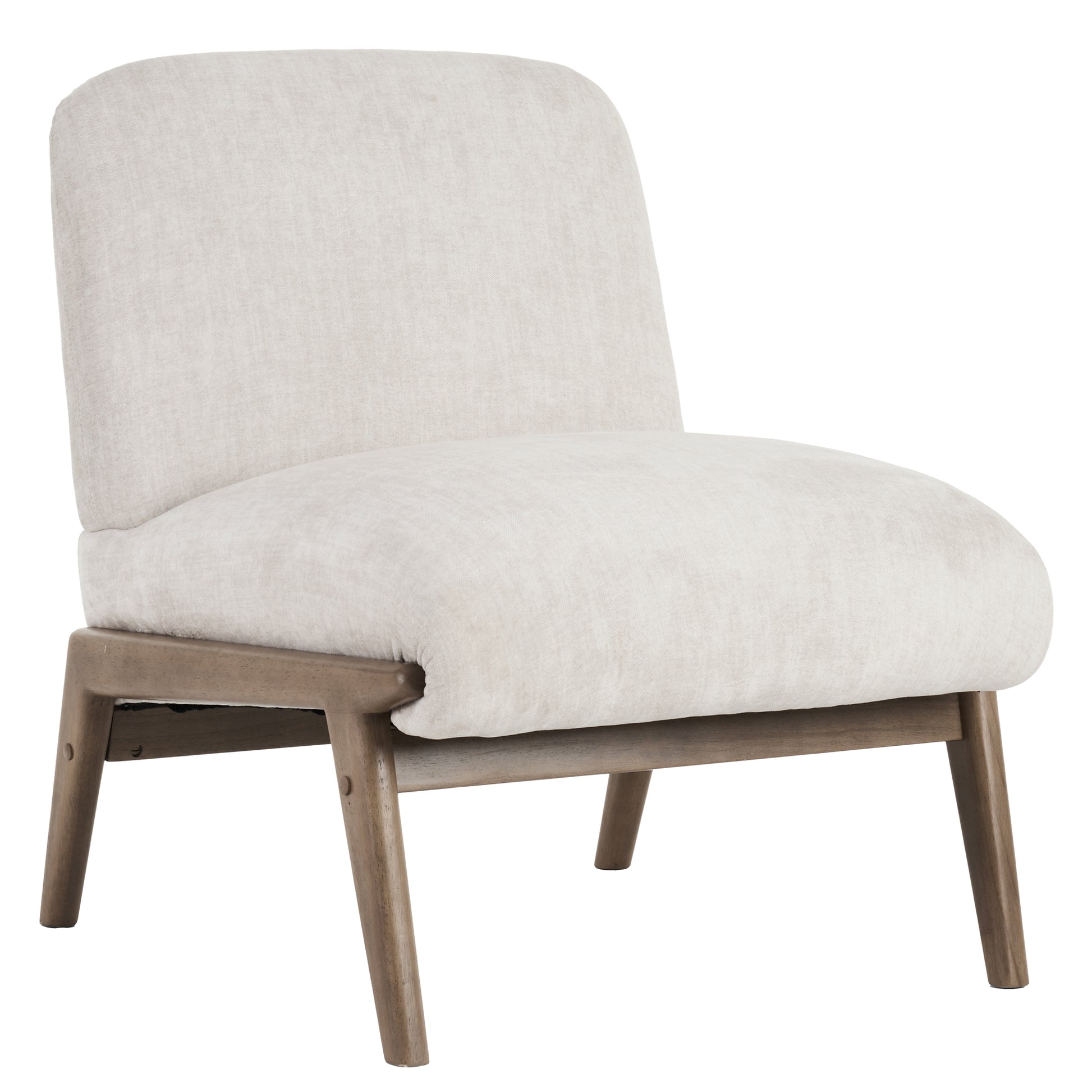 Lisson Accent Chair - Beige Velvet with Walnut Wood Frame-DECOROLALA