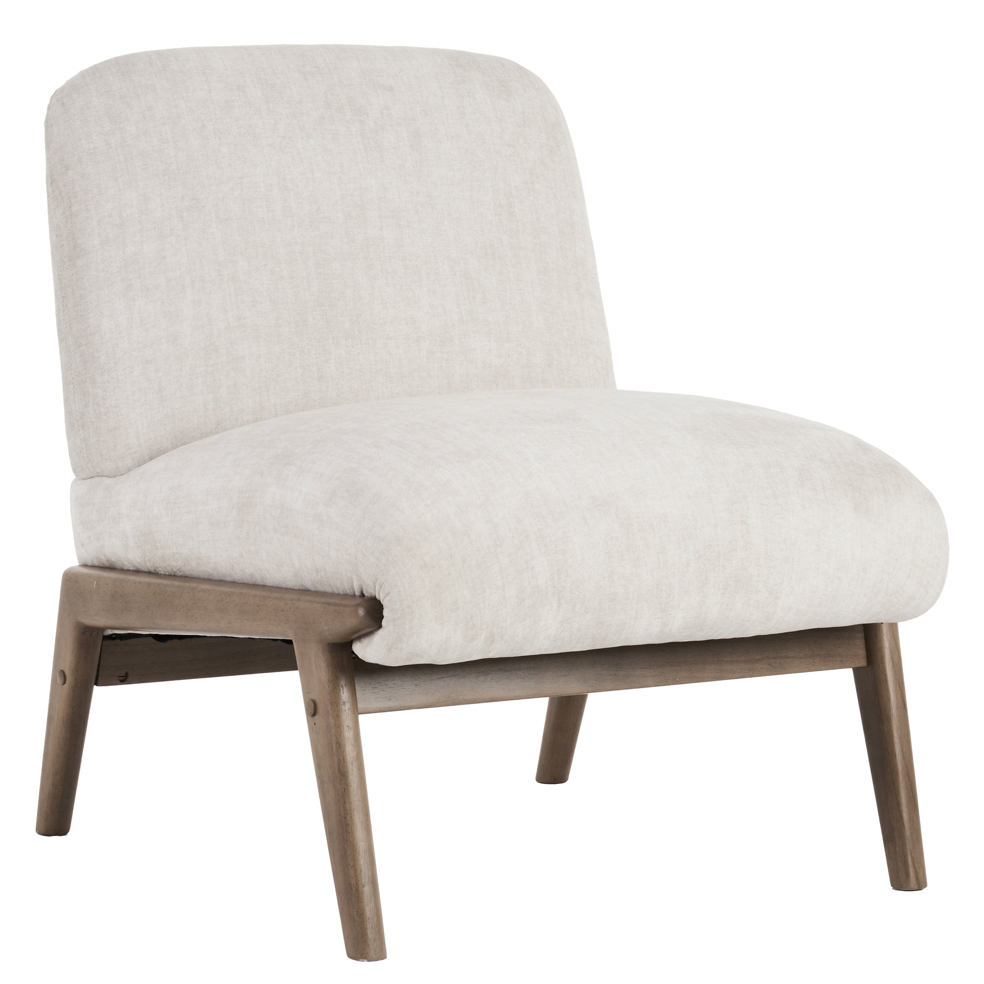 Lisson Accent Chair - Beige Velvet with Walnut Wood Frame-DECOROLALA