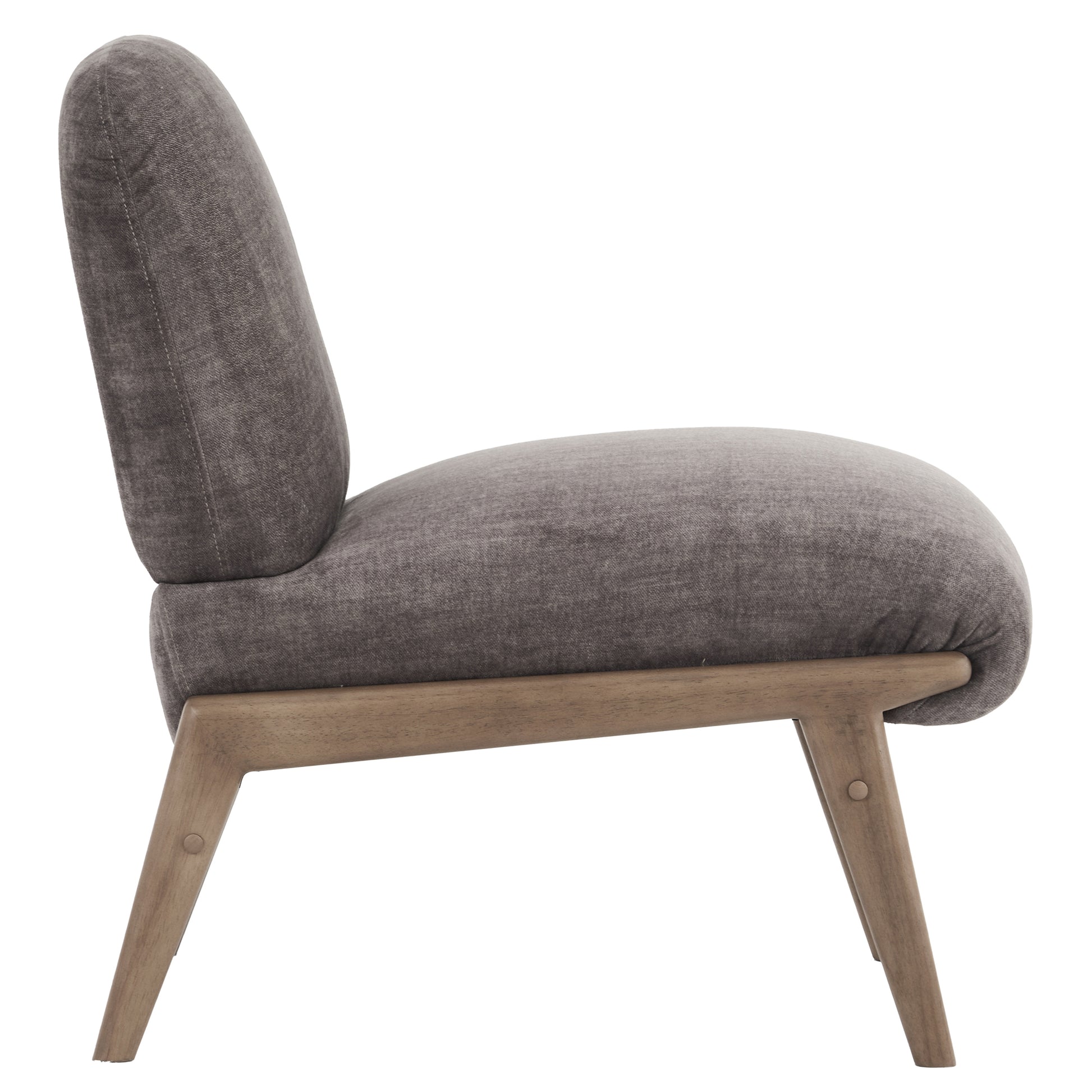 Lisson Accent Chair - Dark Taupe Velvet with Walnut Wood Frame-DECOROLALA