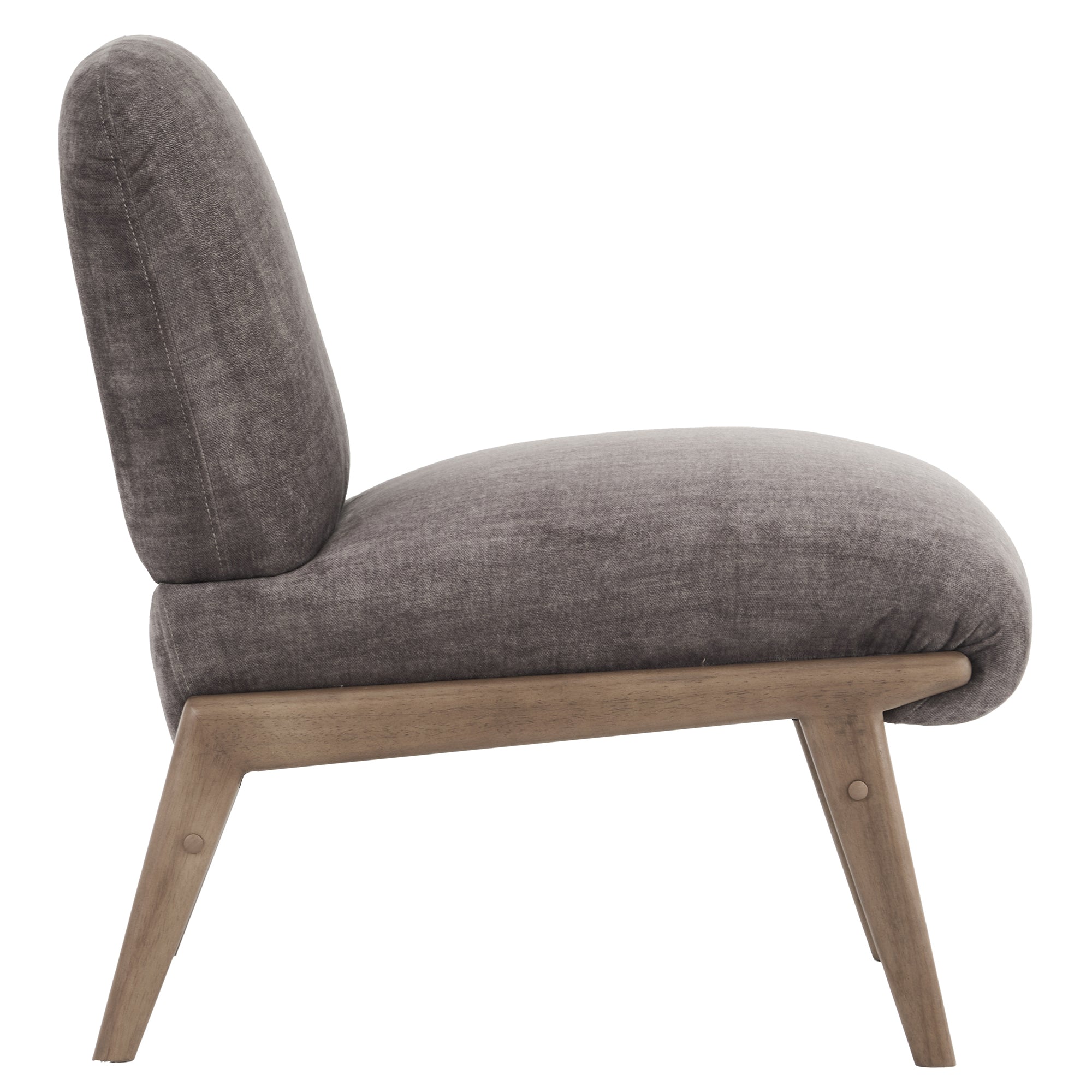 Lisson Accent Chair - Dark Taupe Velvet with Walnut Wood Frame-DECOROLALA
