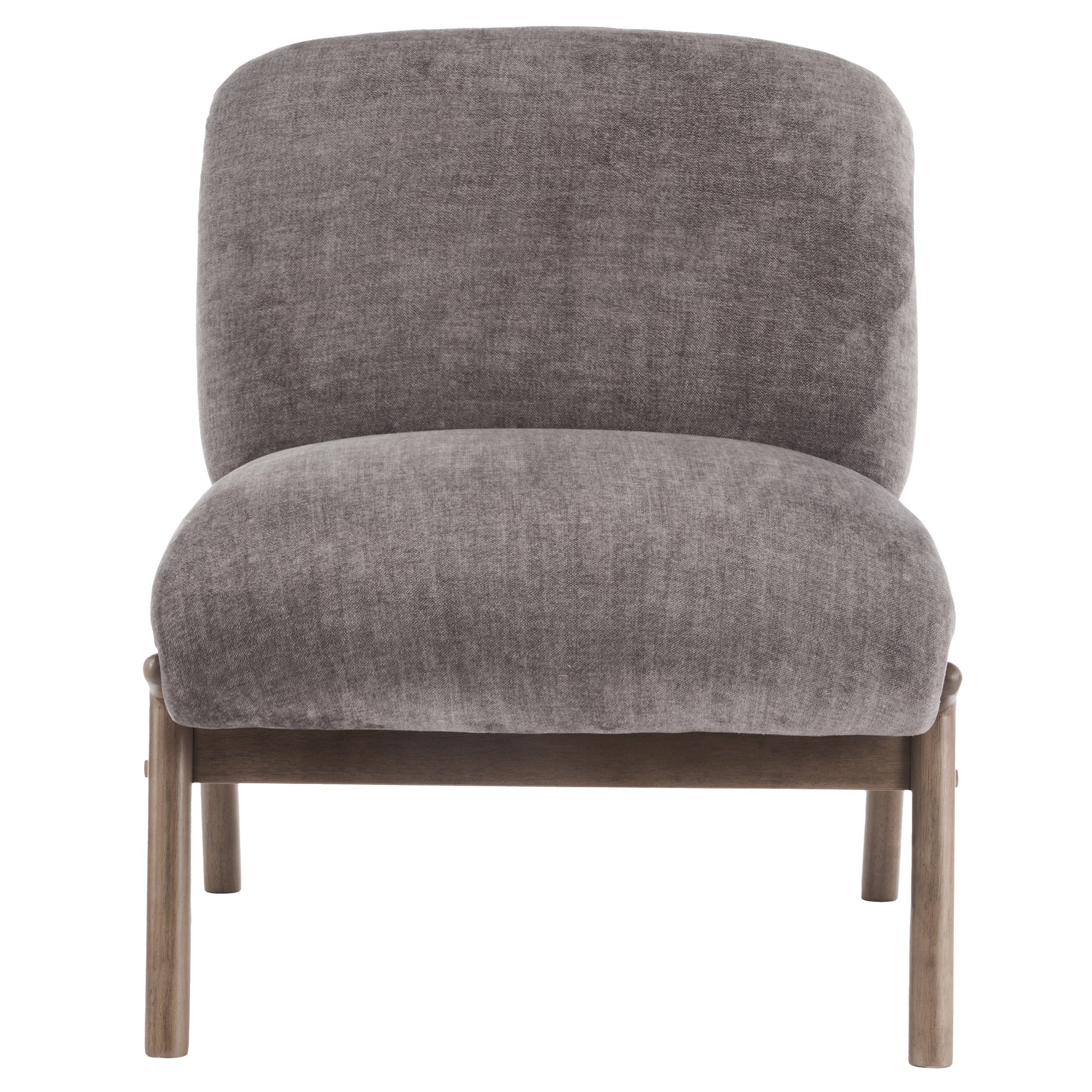 Lisson Accent Chair - Dark Taupe Velvet with Walnut Wood Frame-DECOROLALA