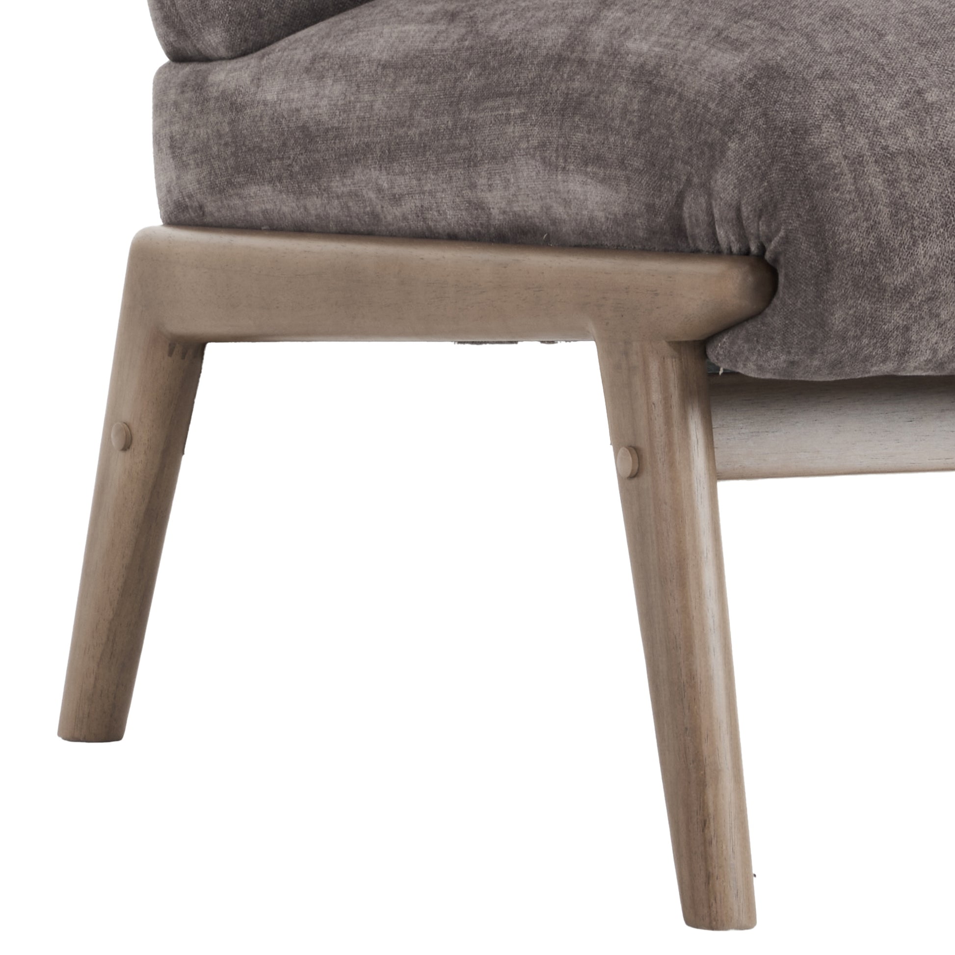 Lisson Accent Chair - Dark Taupe Velvet with Walnut Wood Frame-DECOROLALA