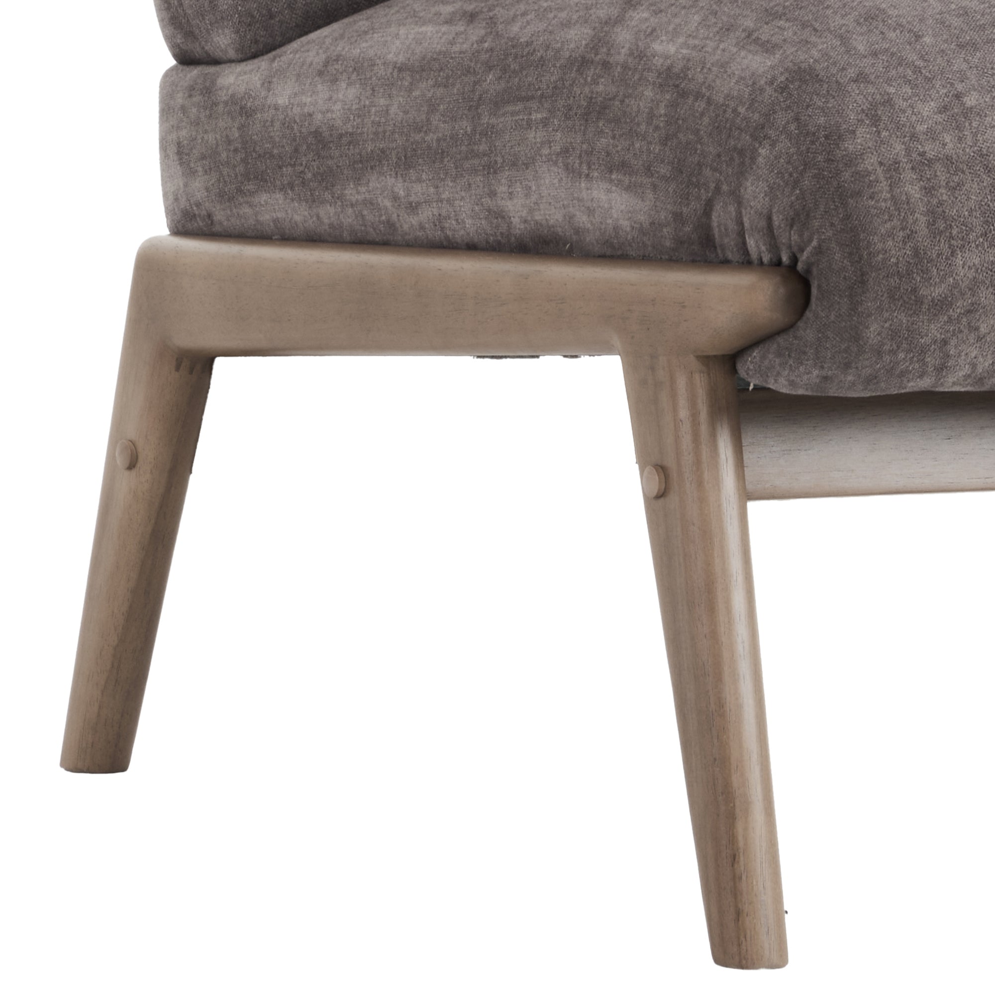 Lisson Accent Chair - Dark Taupe Velvet with Walnut Wood Frame-DECOROLALA