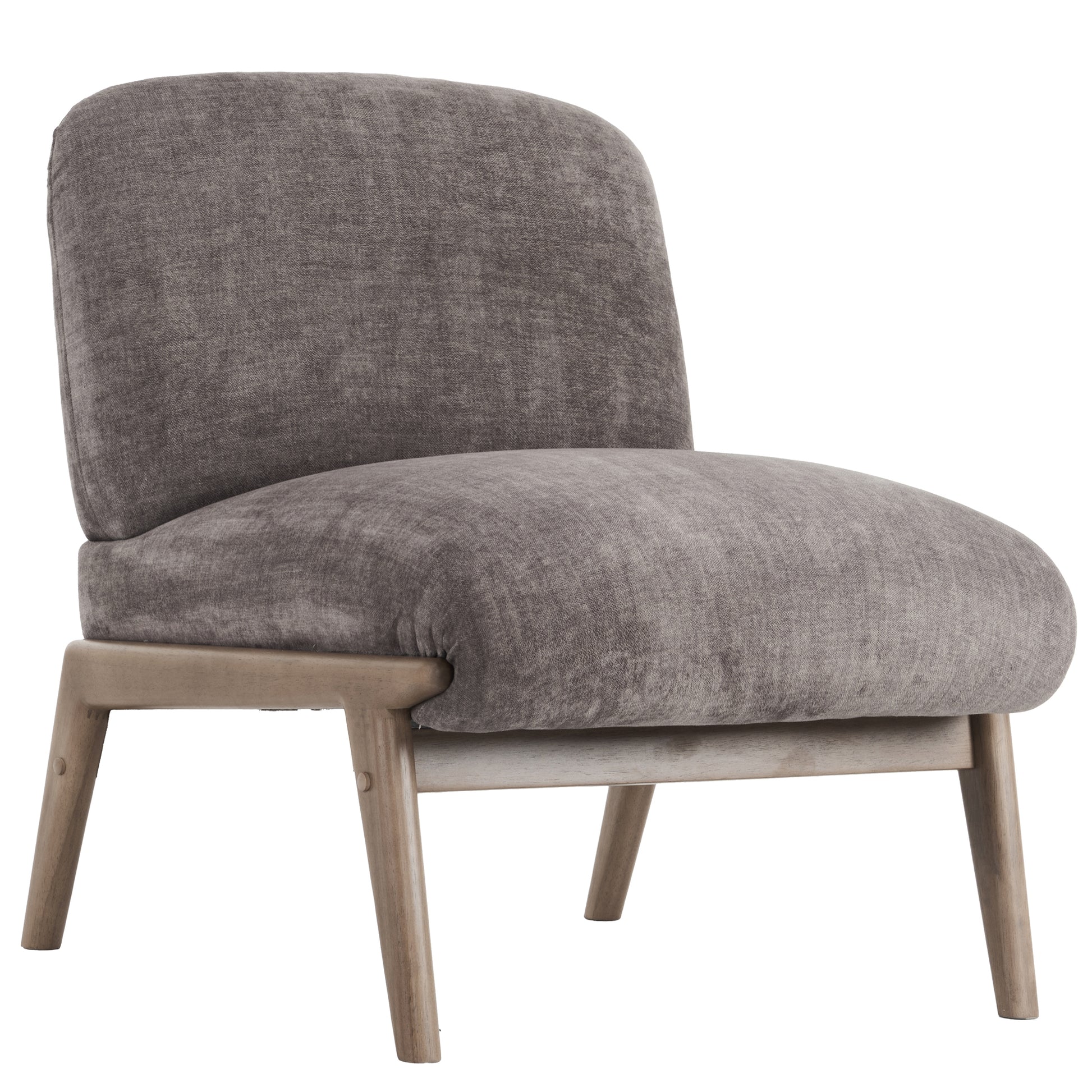 Lisson Accent Chair - Dark Taupe Velvet with Walnut Wood Frame-DECOROLALA