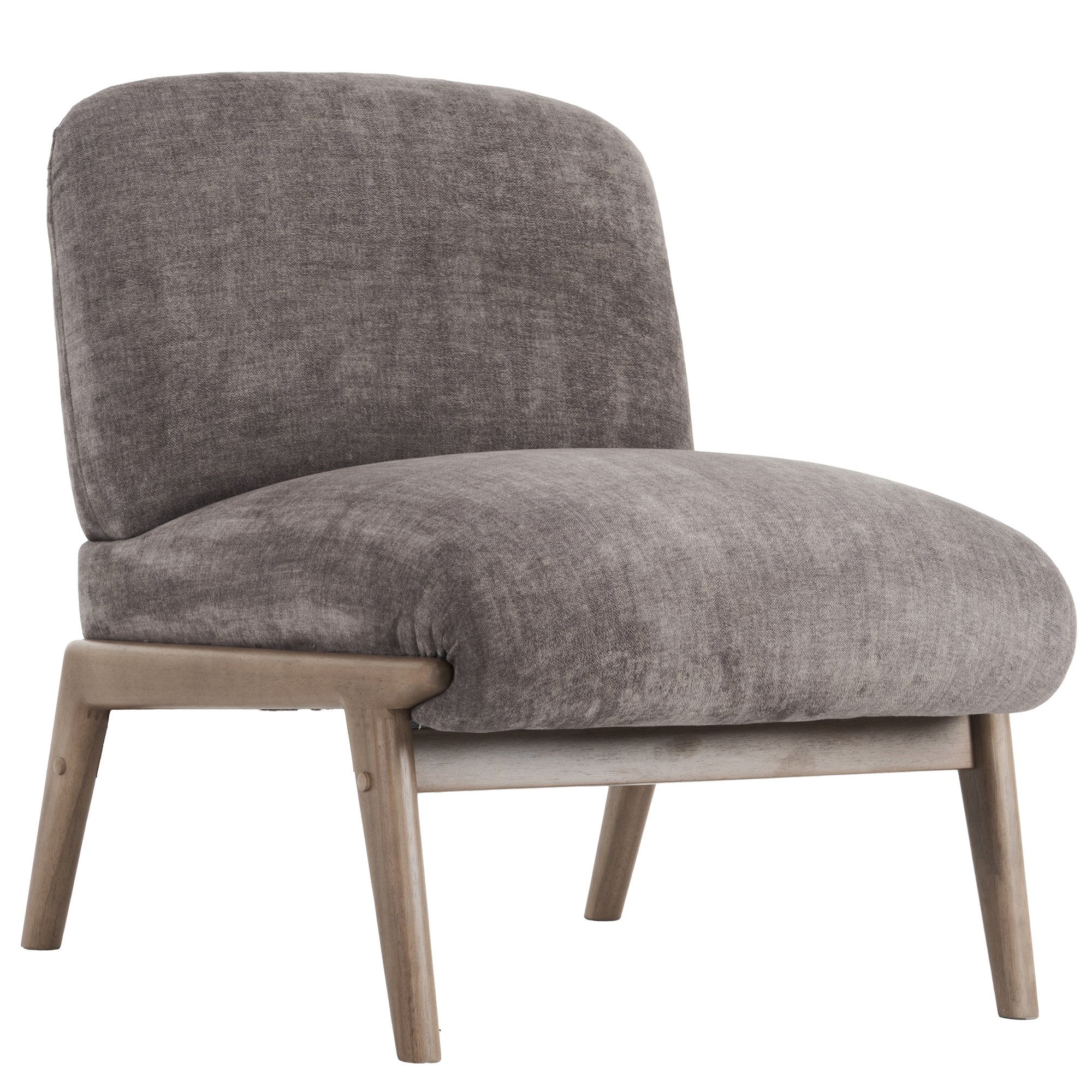 Lisson Accent Chair - Dark Taupe Velvet with Walnut Wood Frame-DECOROLALA