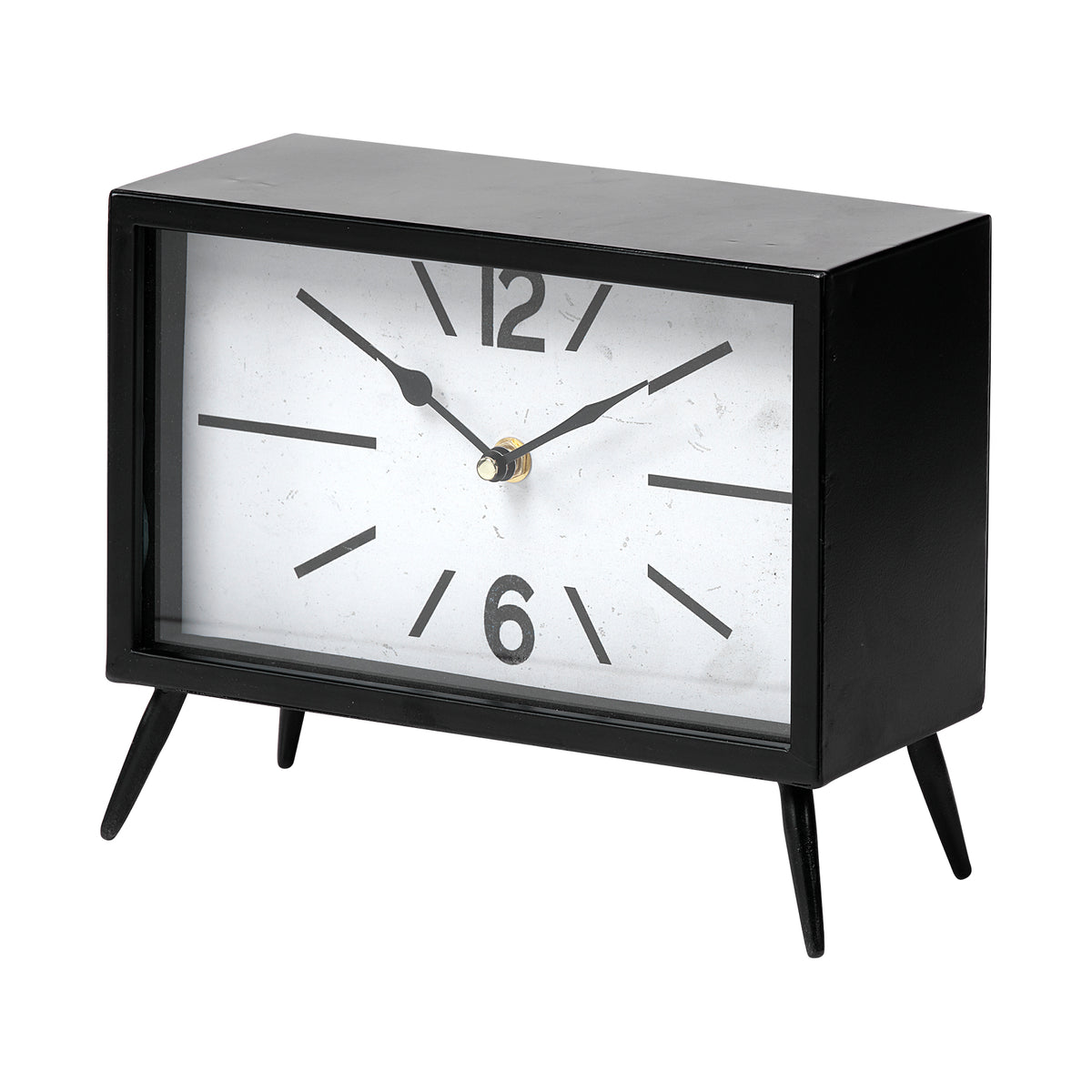 Lita Black Metal Rectangular Table Clock-Table Clocks-DECOROLALA