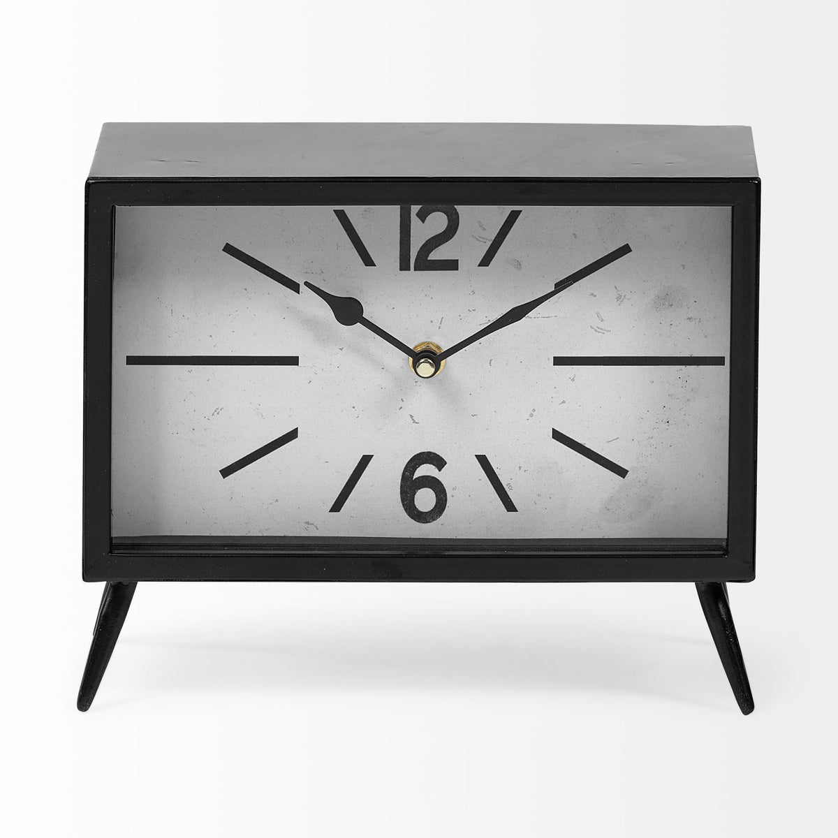 Lita Black Metal Rectangular Table Clock-Table Clocks-DECOROLALA