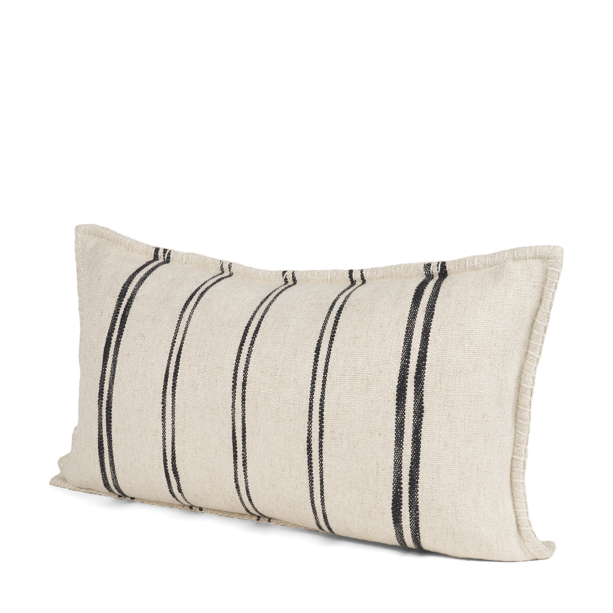 Liv 14x26 Lumbar Cream w/ Black Stripes Decorative Pillow Cover-Decorative Pillows-DECOROLALA