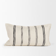 Liv 14x26 Lumbar Cream w/ Black Stripes Decorative Pillow Cover-Decorative Pillows-DECOROLALA
