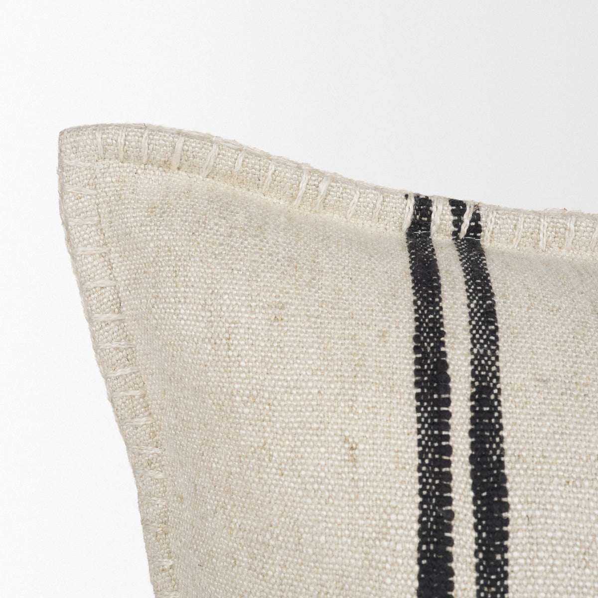 Liv 14x26 Lumbar Cream w/ Black Stripes Pillow Cover w/Down Filler-Decorative Pillows-DECOROLALA