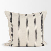 Liv Cream and Black Striped Decorative Pillow Cover (min order qty 2)-Decorative Pillows-DECOROLALA
