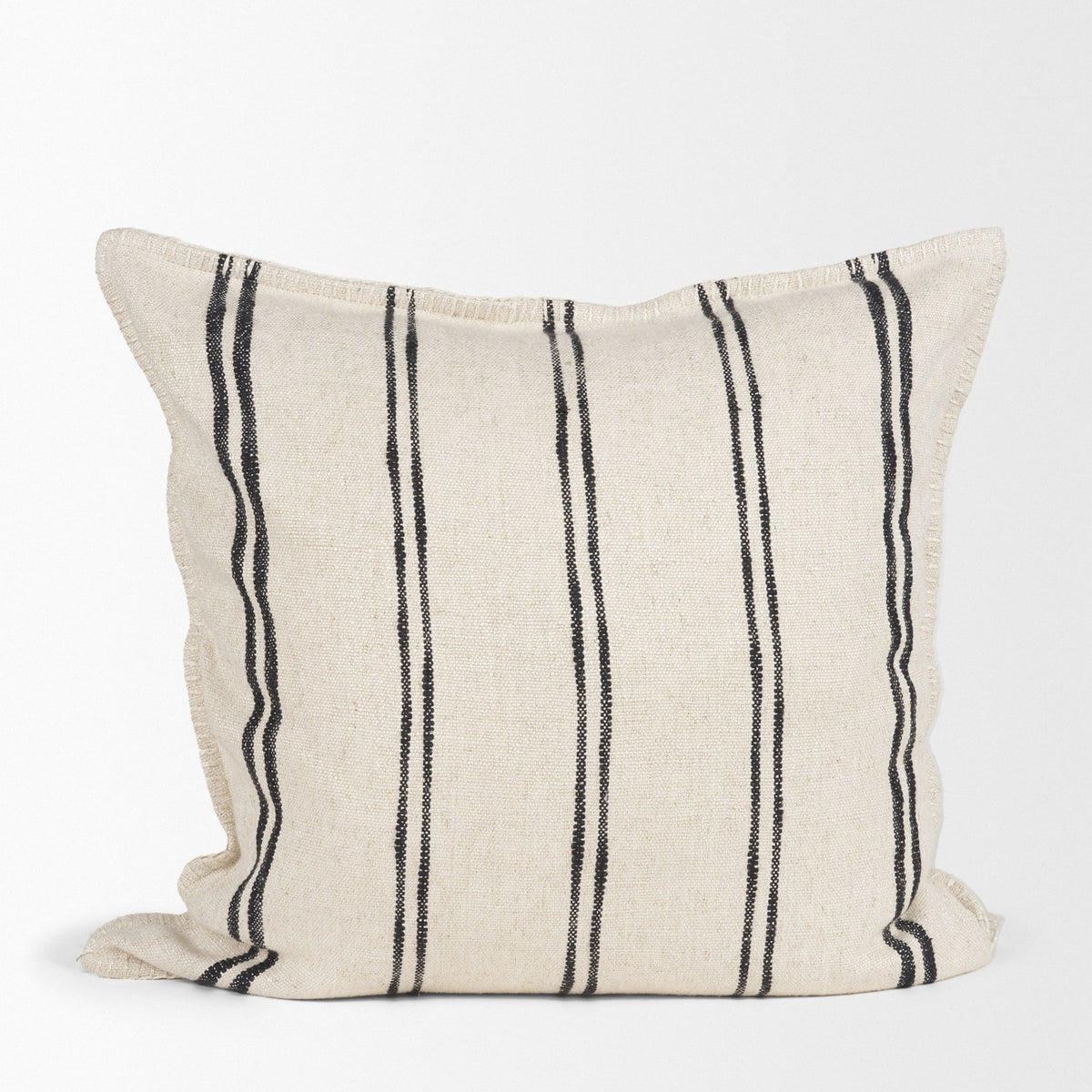 Liv 22x22 Cream w/ Black Stripes Pillow Cover w/Down Filler-Decorative Pillows-DECOROLALA
