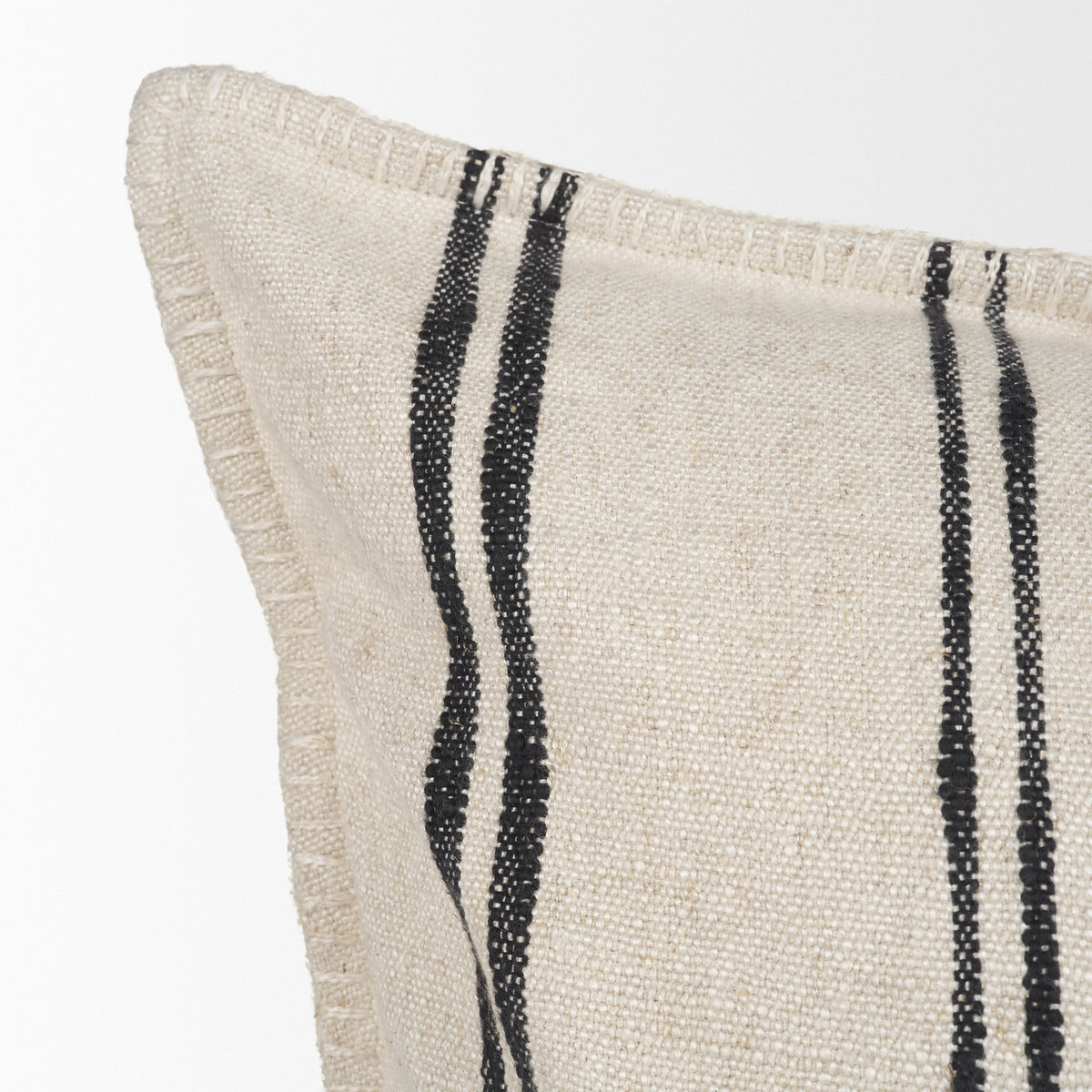 Liv Cream with Black Stripes Pillow (min order qty 2)-Decorative Pillows-DECOROLALA
