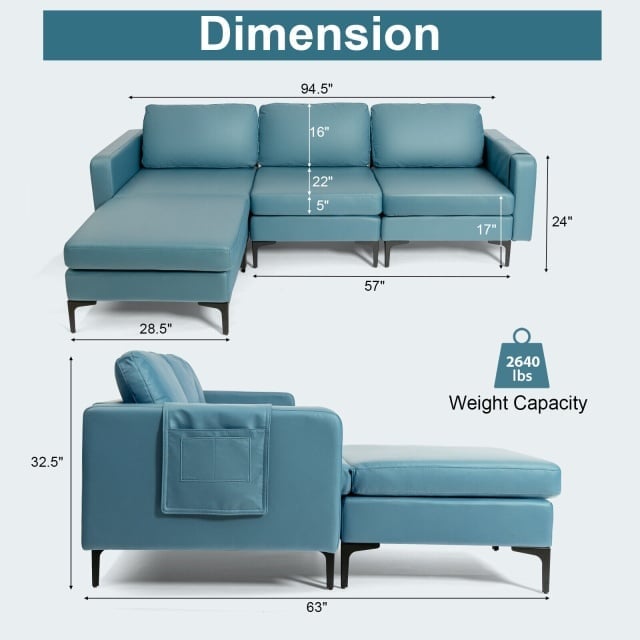 Living Room Deluxe Furniture Set-Accent Chair+Modular L-Shaped Sectional Sofa+LED Coffee Table-Living Room Furniture Sets-DECOROLALA