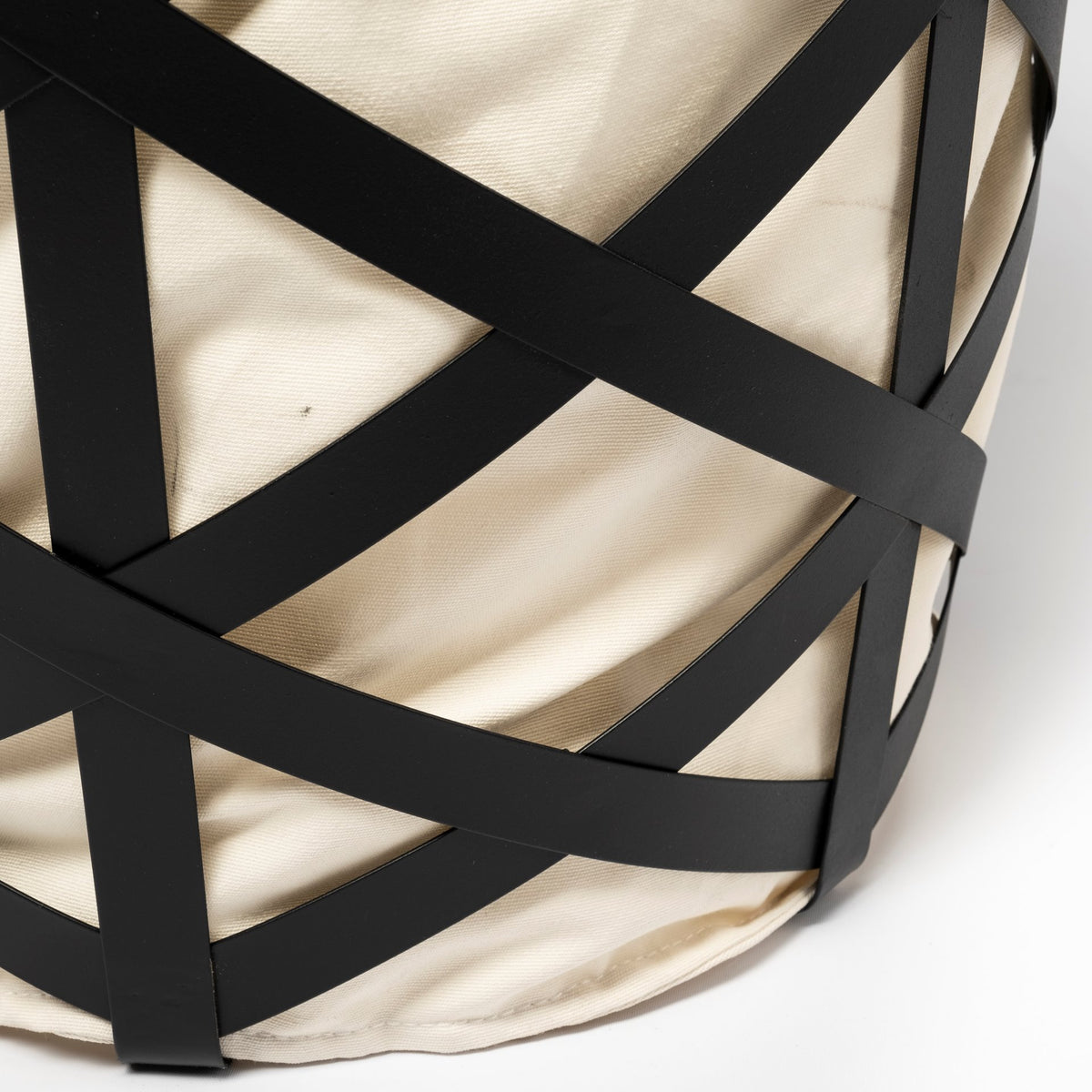 Liya 18L x 15W Black Metal Basket with Cream Fabric Liner-Decorative Baskets-DECOROLALA