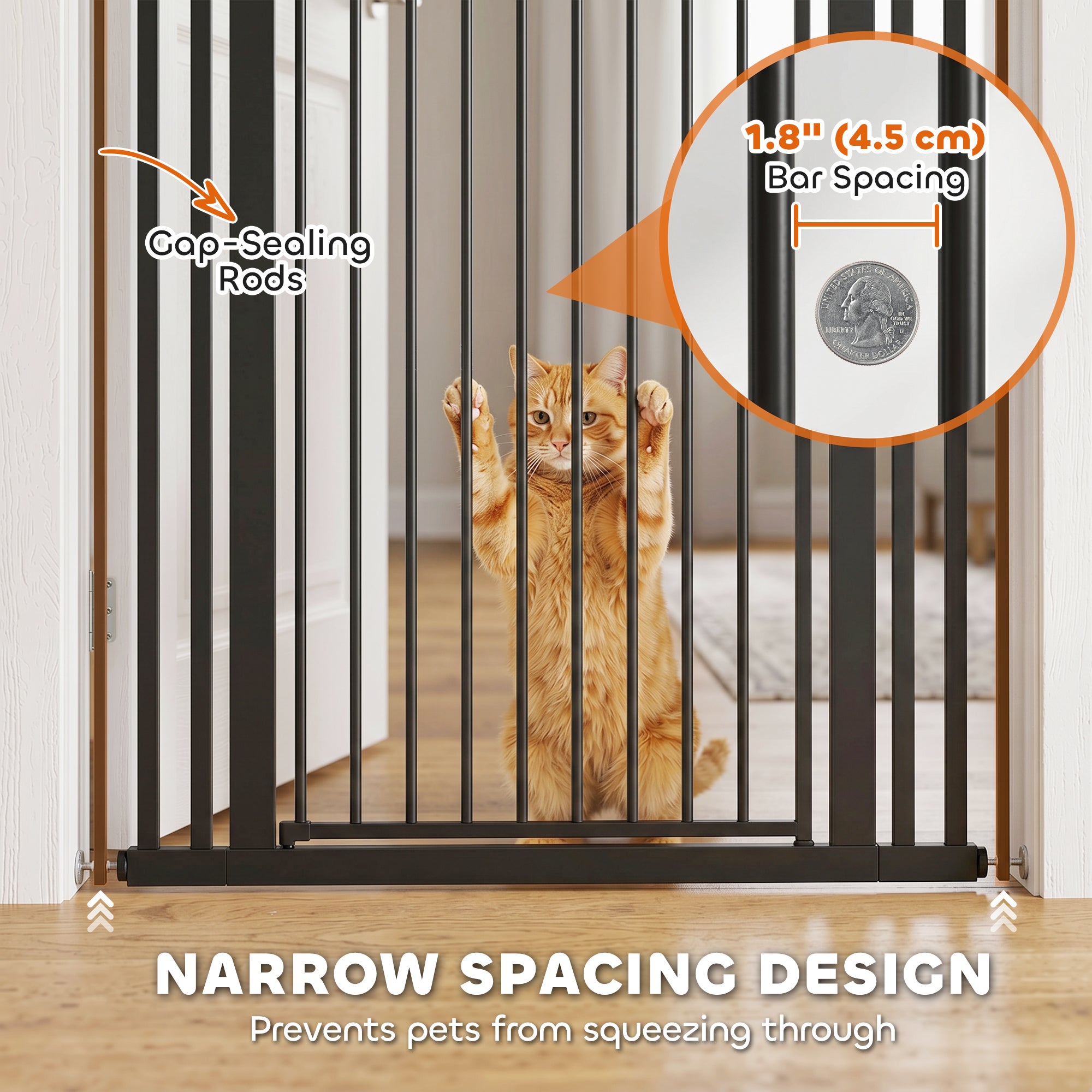 55" Extra Tall Pet Gate 30-41" Wide Adjustable Baby Gate Pressure Mounted for Doorways, Hallways, Stairs