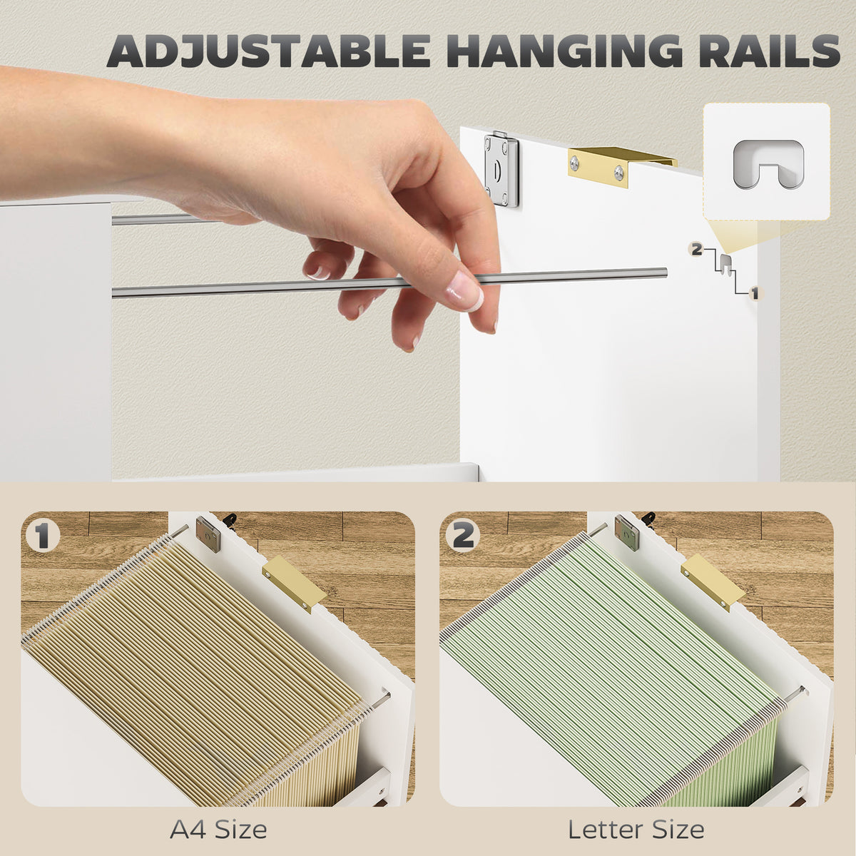 Lockable 4-Drawer Filing Cabinet - White Fluted Modern MDF-Office Storage Cabinets-DECOROLALA