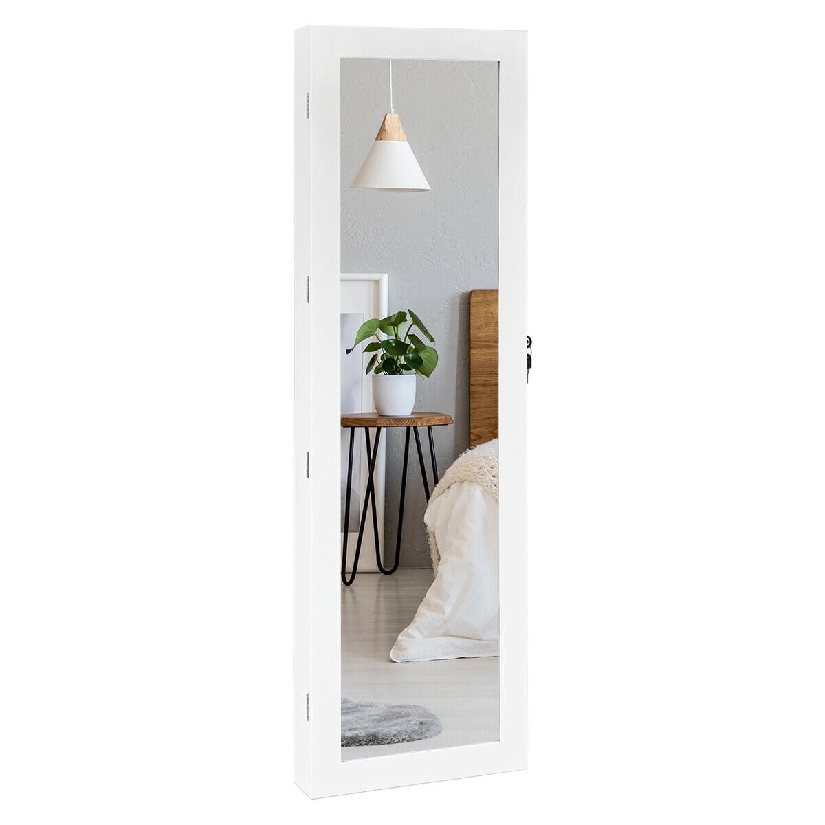 Lockable Armoire Jewelry Cabinet with LED Lights-Jewelry Armoires-DECOROLALA