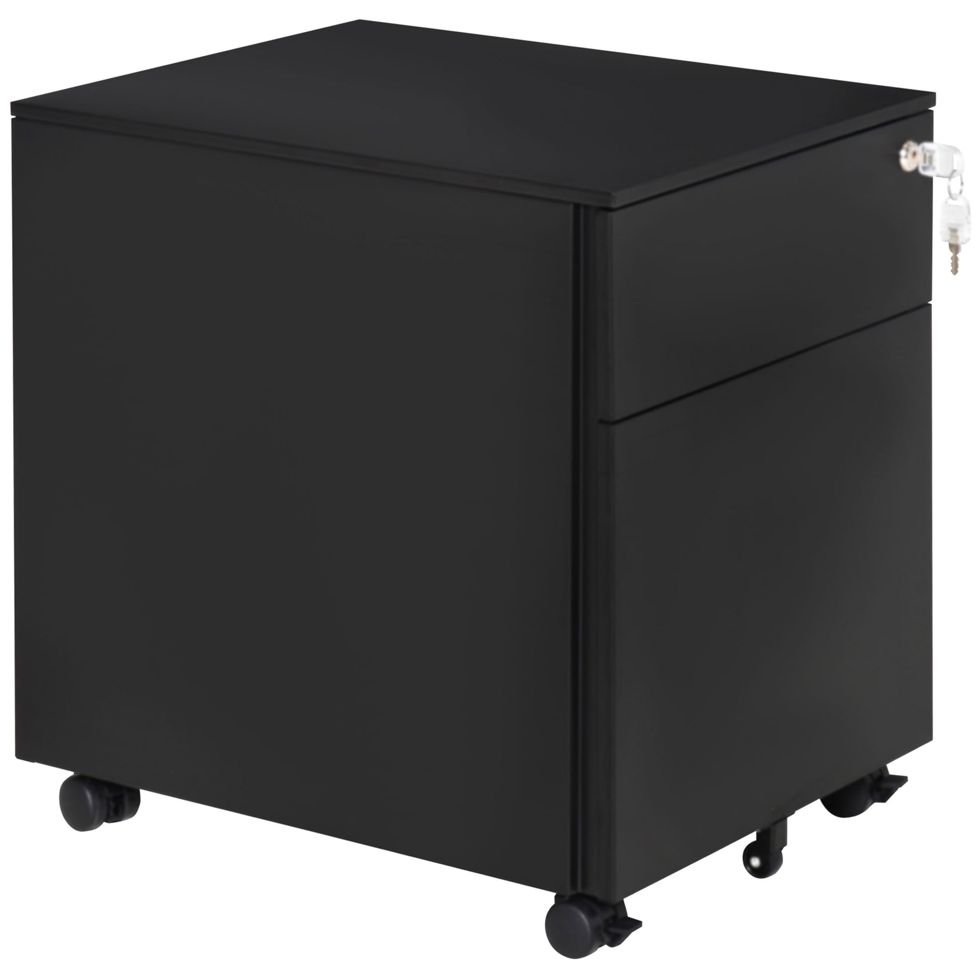 Lockable File Cabinet, Steel Filing Cabinet on Wheels for Legal, A4, Letter Size, with Pencil Tray for Home Office-Office Products > Office Furniture > Office Cabinets & Cupboards-DECOROLALA