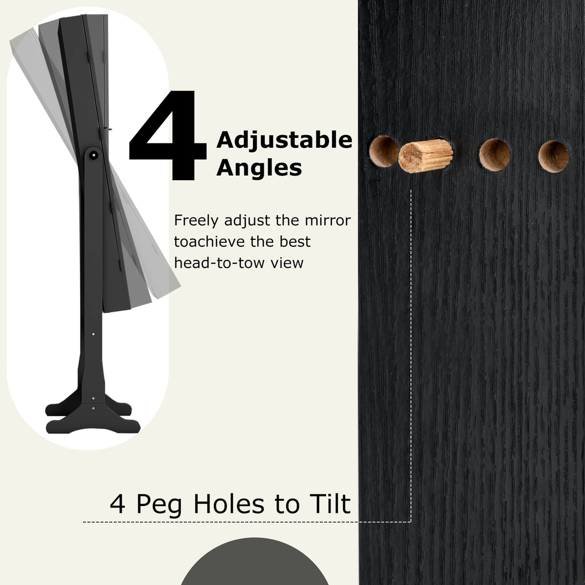 Lockable Freestanding Jewelry Cabinet Armoire with Full-Length Mirror and Lights-Black-Jewelry Armoires-DECOROLALA
