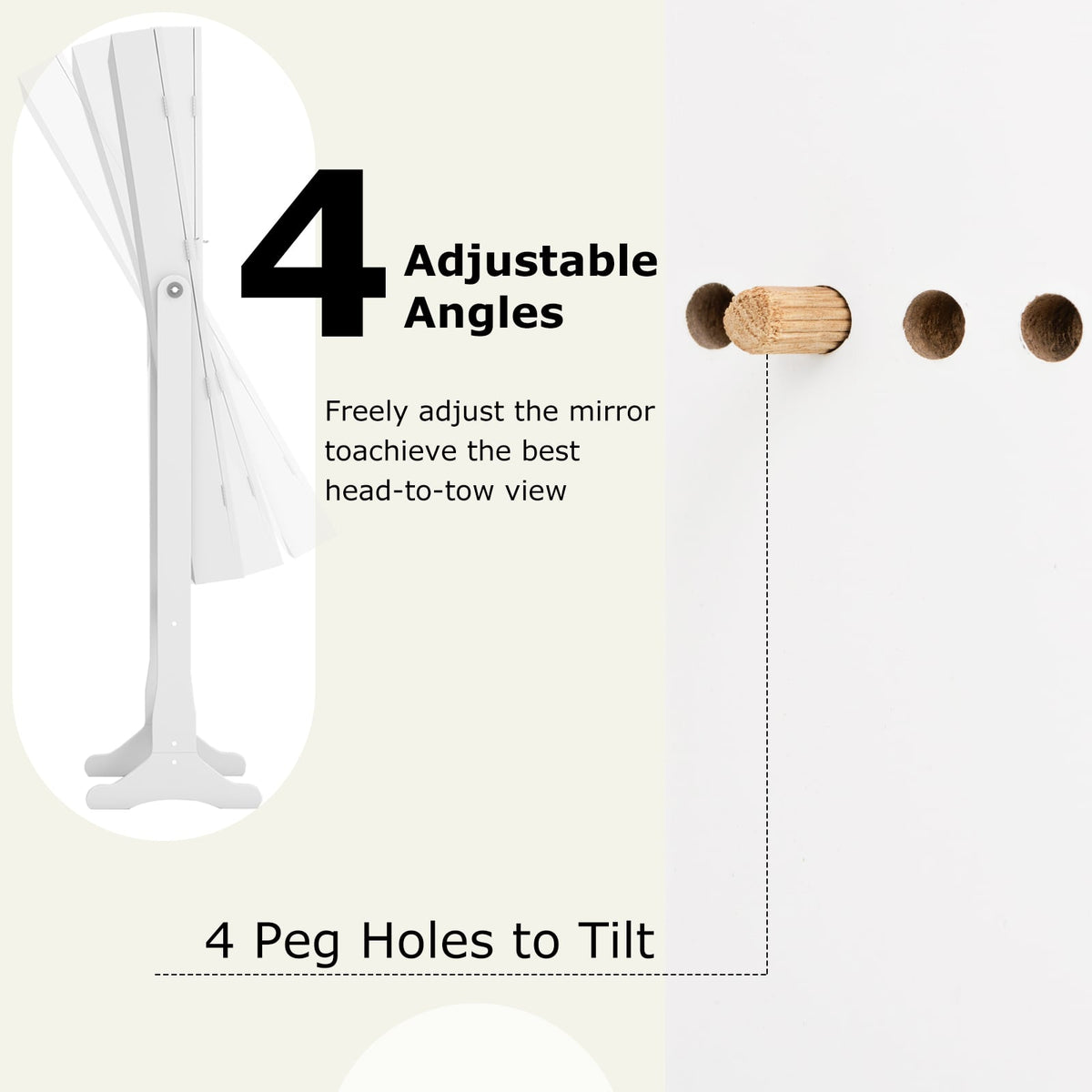 Lockable Freestanding Jewelry Cabinet Armoire with Full-Length Mirror and Lights-White-Jewelry Armoires-DECOROLALA