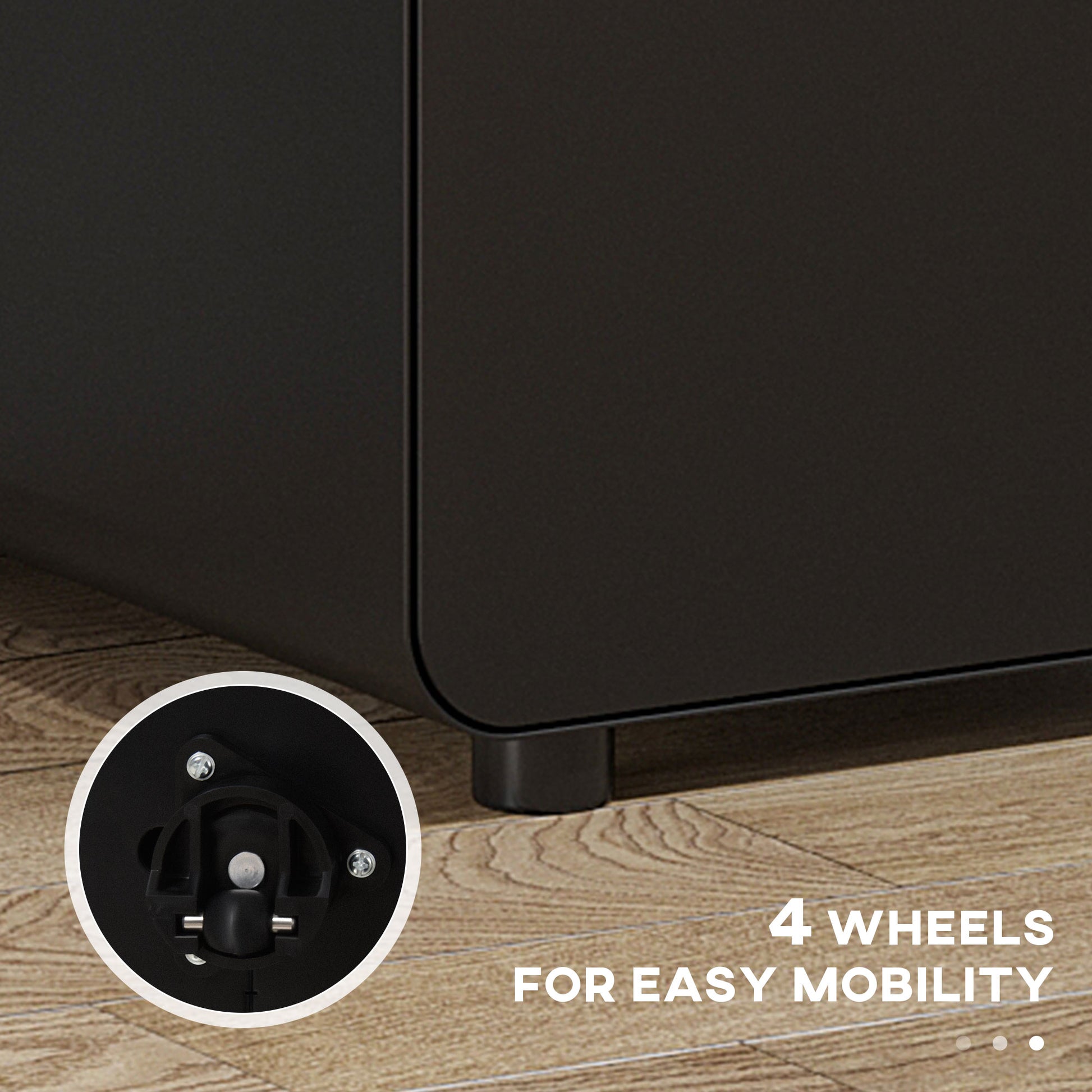 Lockable Steel 3-Drawer Mobile File Cabinet - Black-DECOROLALA