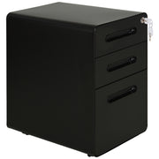 Lockable Steel 3-Drawer Mobile File Cabinet - Black-DECOROLALA