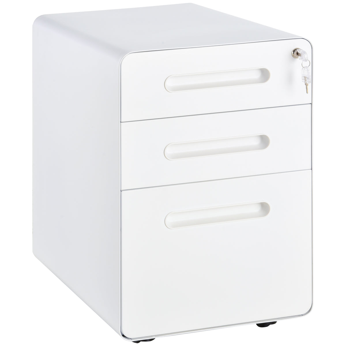 Lockable Steel 3-Drawer Mobile File Cabinet - White-Office Storage Cabinets-DECOROLALA