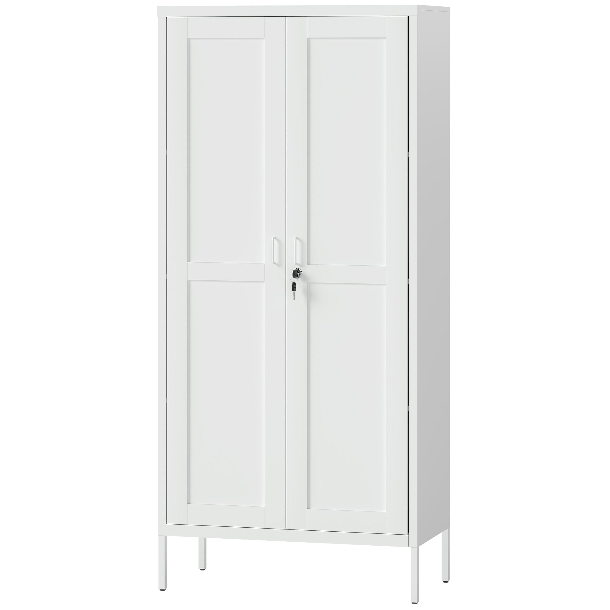 Lockable Steel Storage Cabinet - 3 Shelves 2 Doors White-Office Products > Office Furniture > Office Cabinets & Cupboards-DECOROLALA
