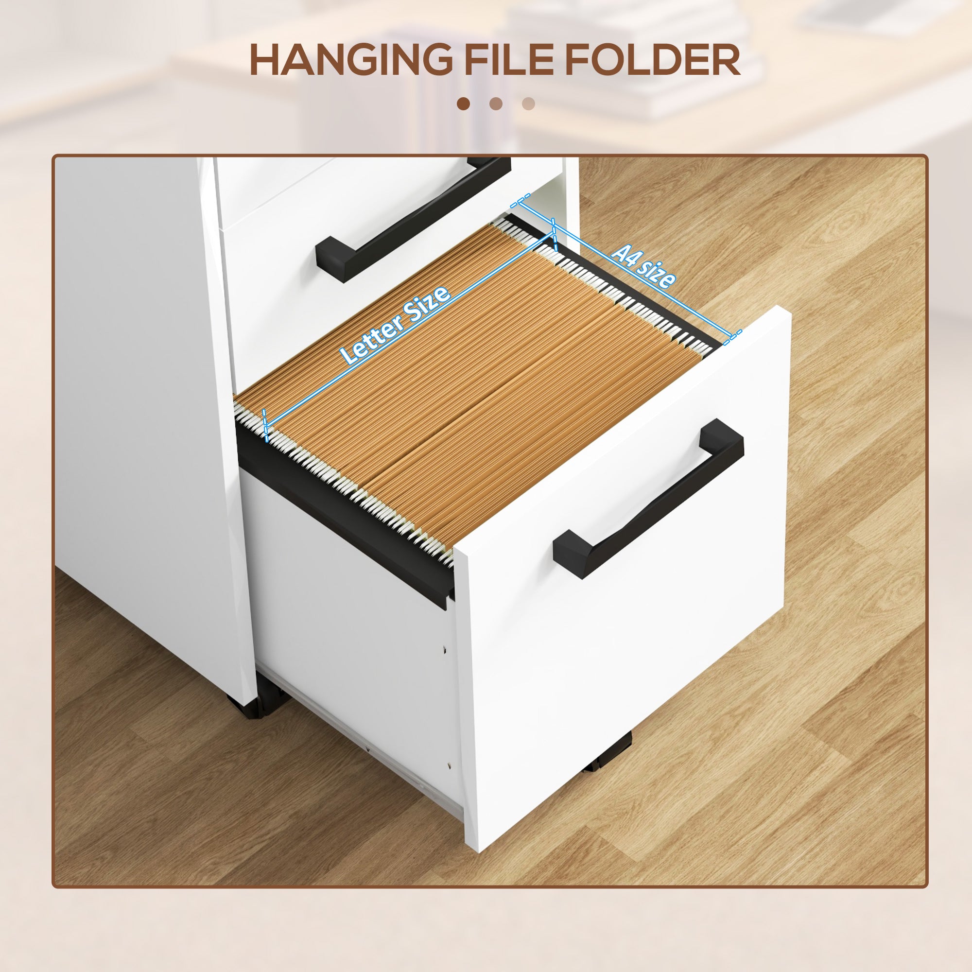 Lockable Vertical File Cabinet with Lock, 3 Drawer Filing Cabinet with Hanging Bars for Letter and A4 Size, White-Office Products > Office Furniture > Office Cabinets & Cupboards-DECOROLALA