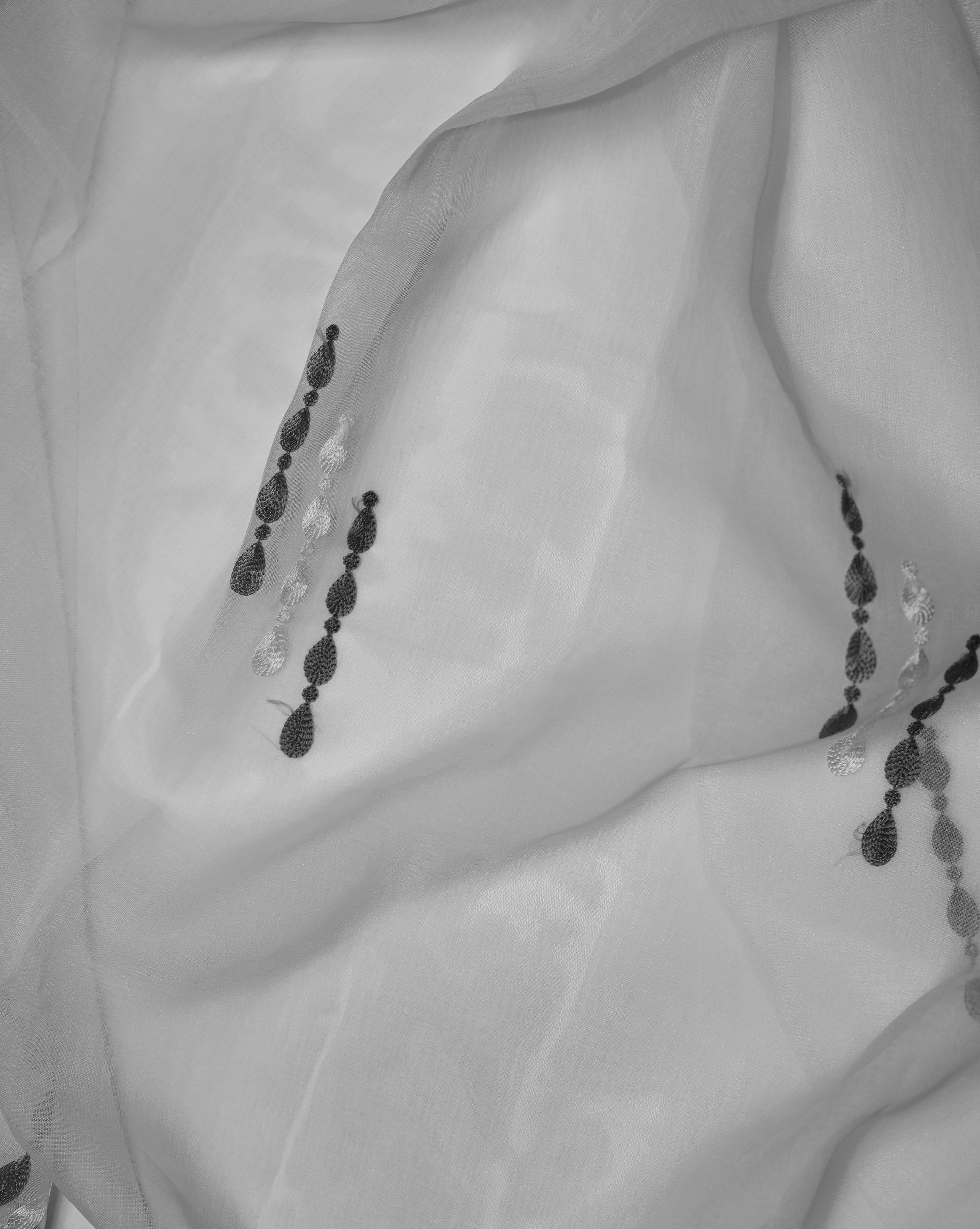 Lodi Subtle Embroidered Sheer Grommet Curtain 108" x 95"-Curtains-DECOROLALA