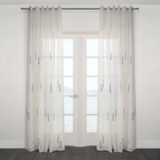 Lodi Subtle Embroidered Sheer Grommet Curtain 108" x 95"-Curtains-DECOROLALA