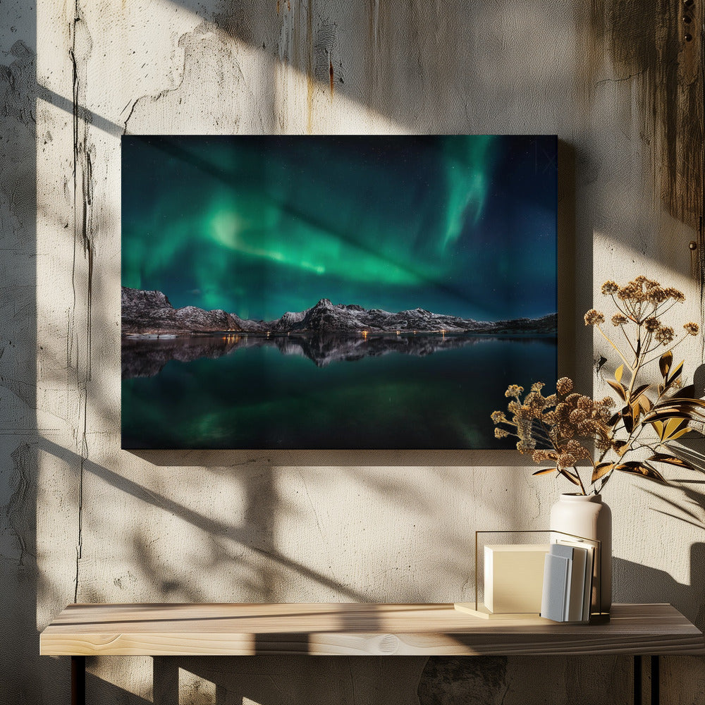 Lofoten Aurora Reflection Wall Art-Canvas Print-DECOROLALA