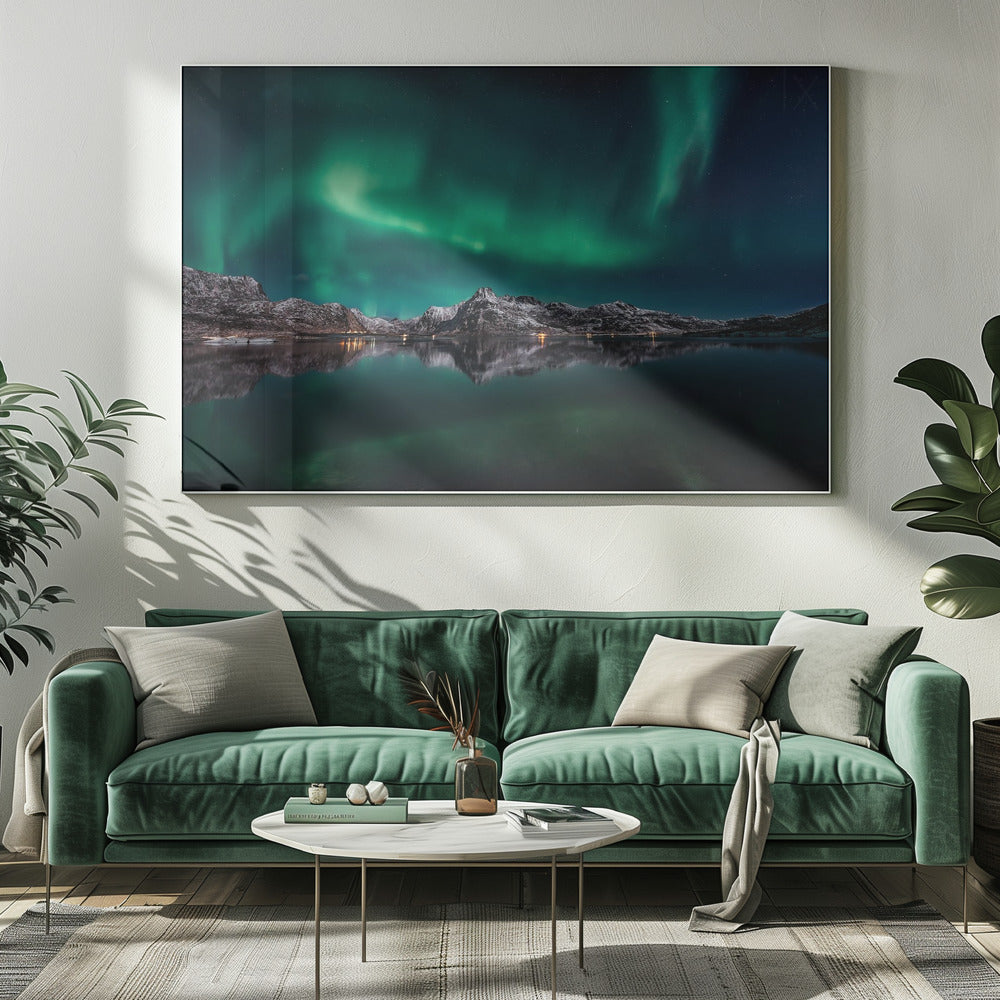 Lofoten Aurora Reflection Wall Art-Canvas Print-DECOROLALA