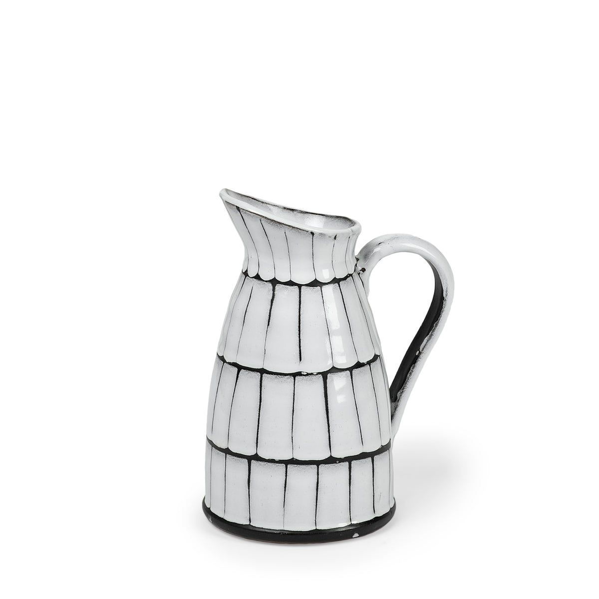 Lome Small Black and White Ceramic Jar - Block Pattern-Jars Jugs Urns-DECOROLALA
