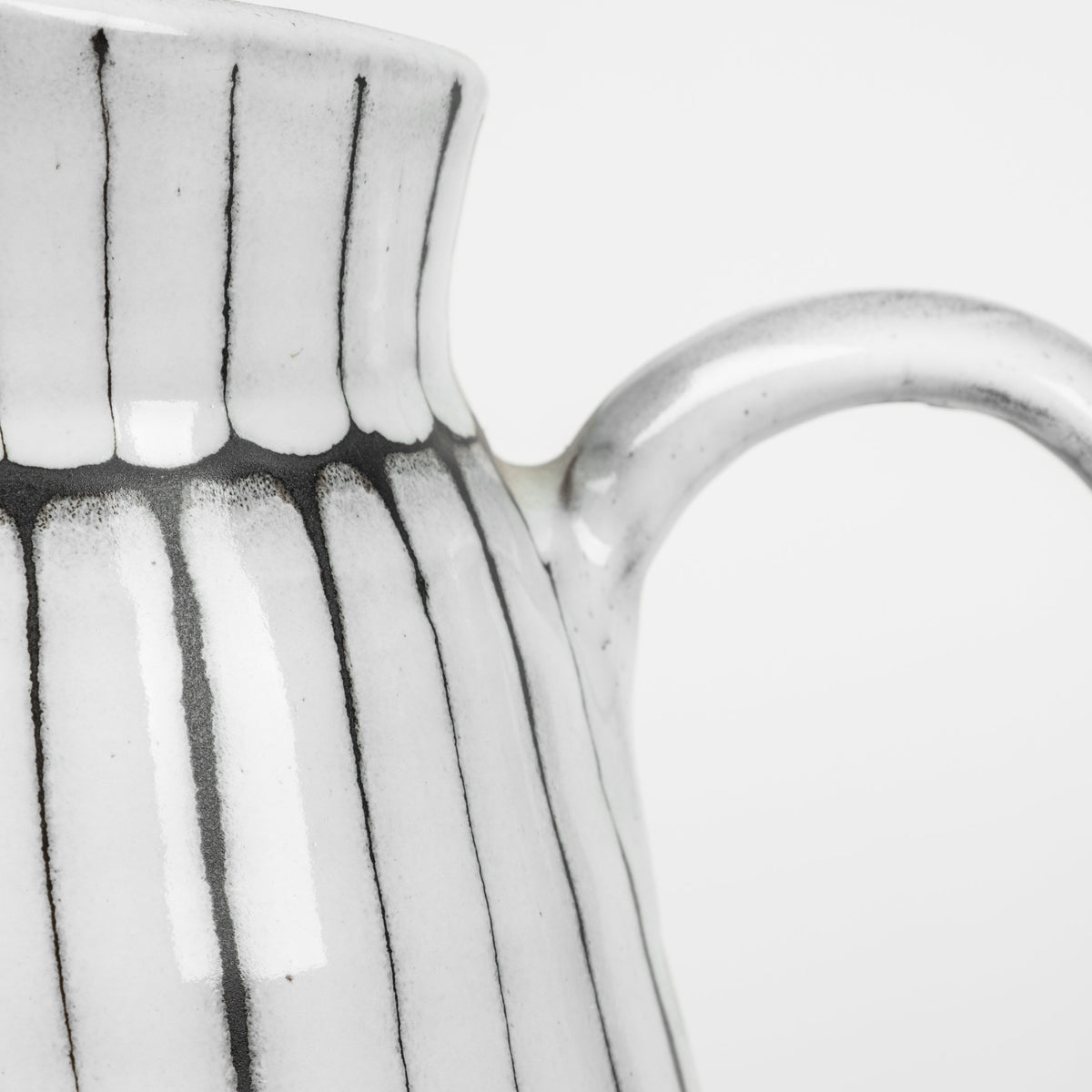 Lome Small Black and White Ceramic Jar - Block Pattern-Jars Jugs Urns-DECOROLALA