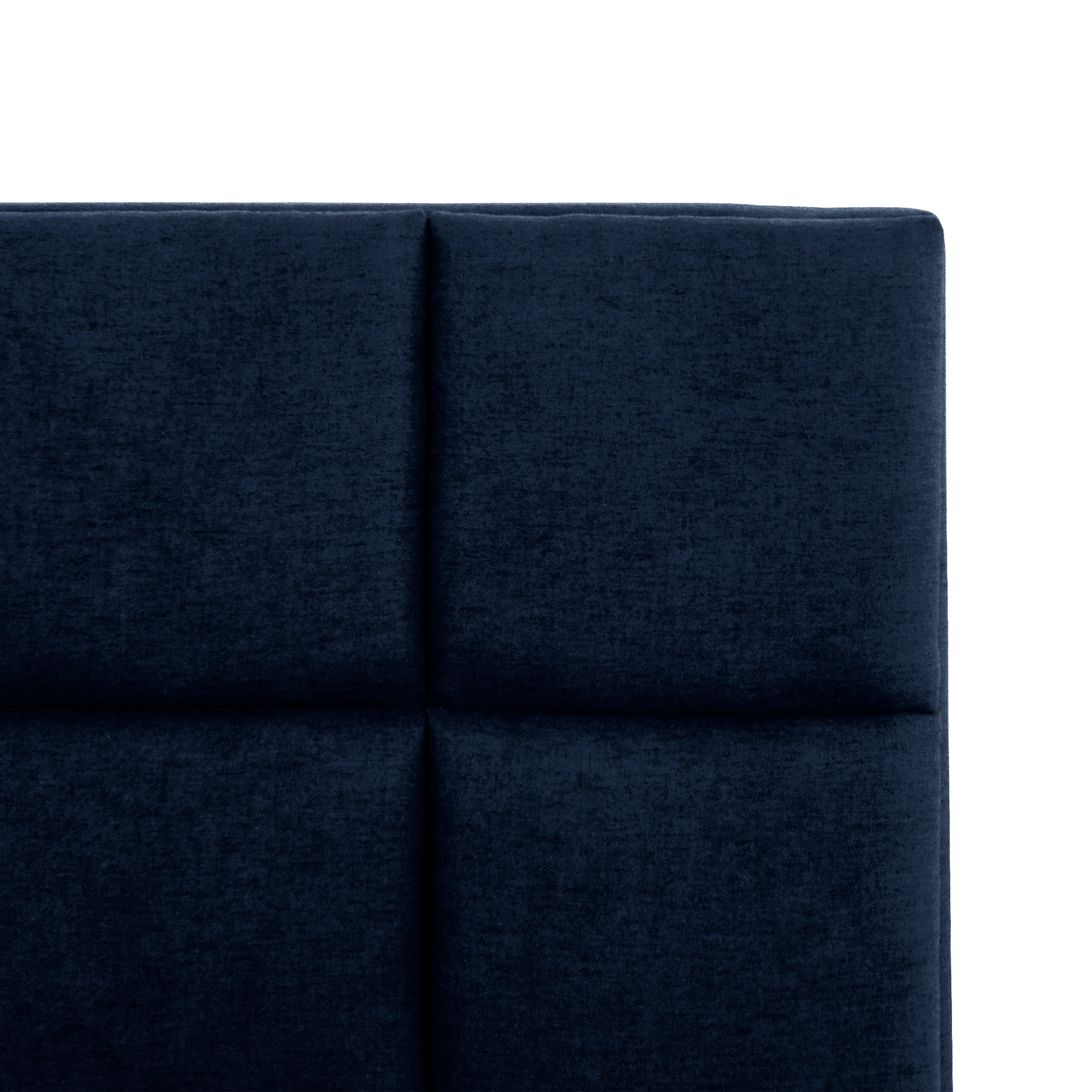 London Dark Blue Upholstered Platform Bed with Tufted Headboard, King-Bedroom-DECOROLALA